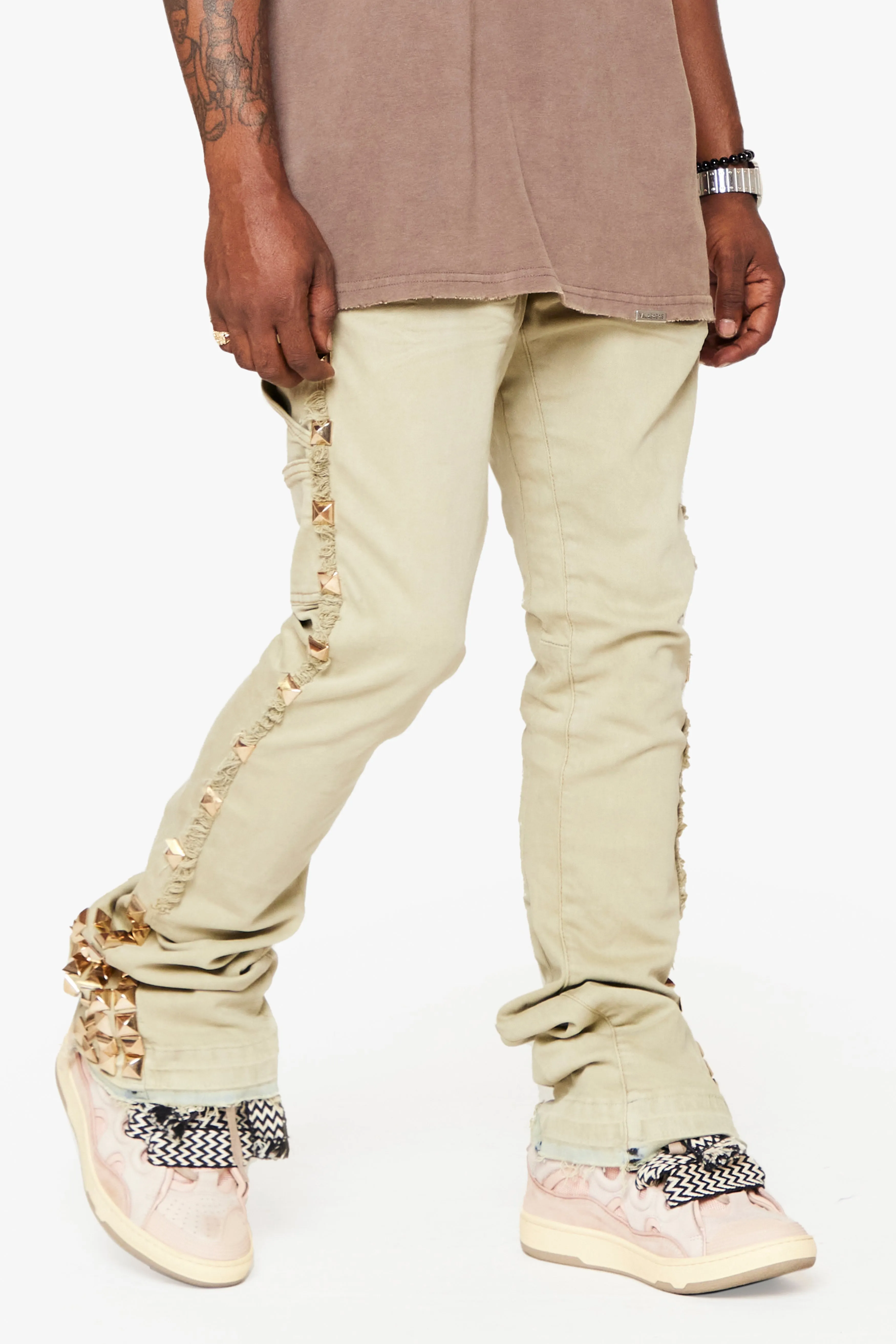 "GLAZ" STACKED FLARE JEAN SISAL sold by valabasas product image thumbnail 4