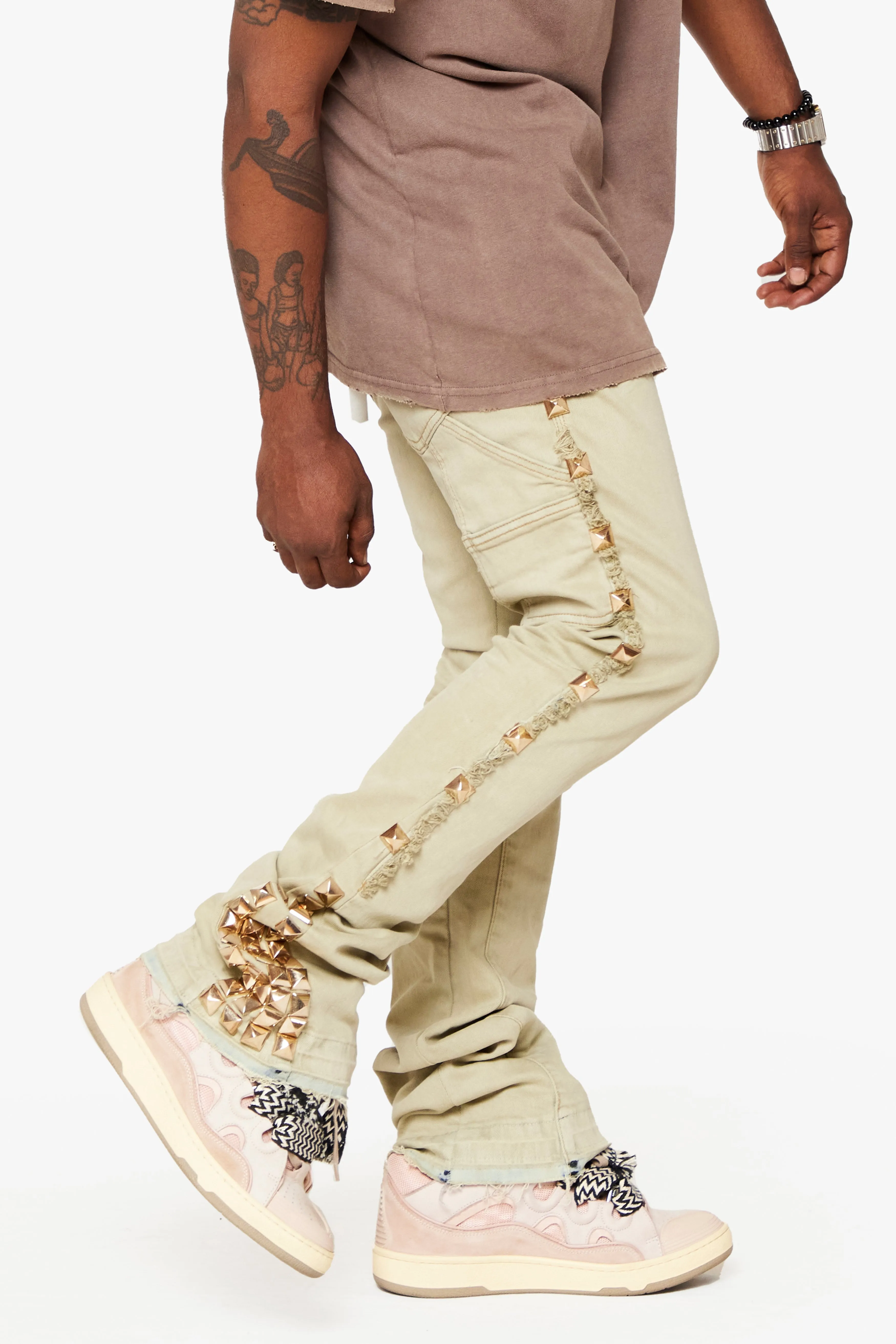 "GLAZ" STACKED FLARE JEAN SISAL sold by valabasas product image thumbnail 5