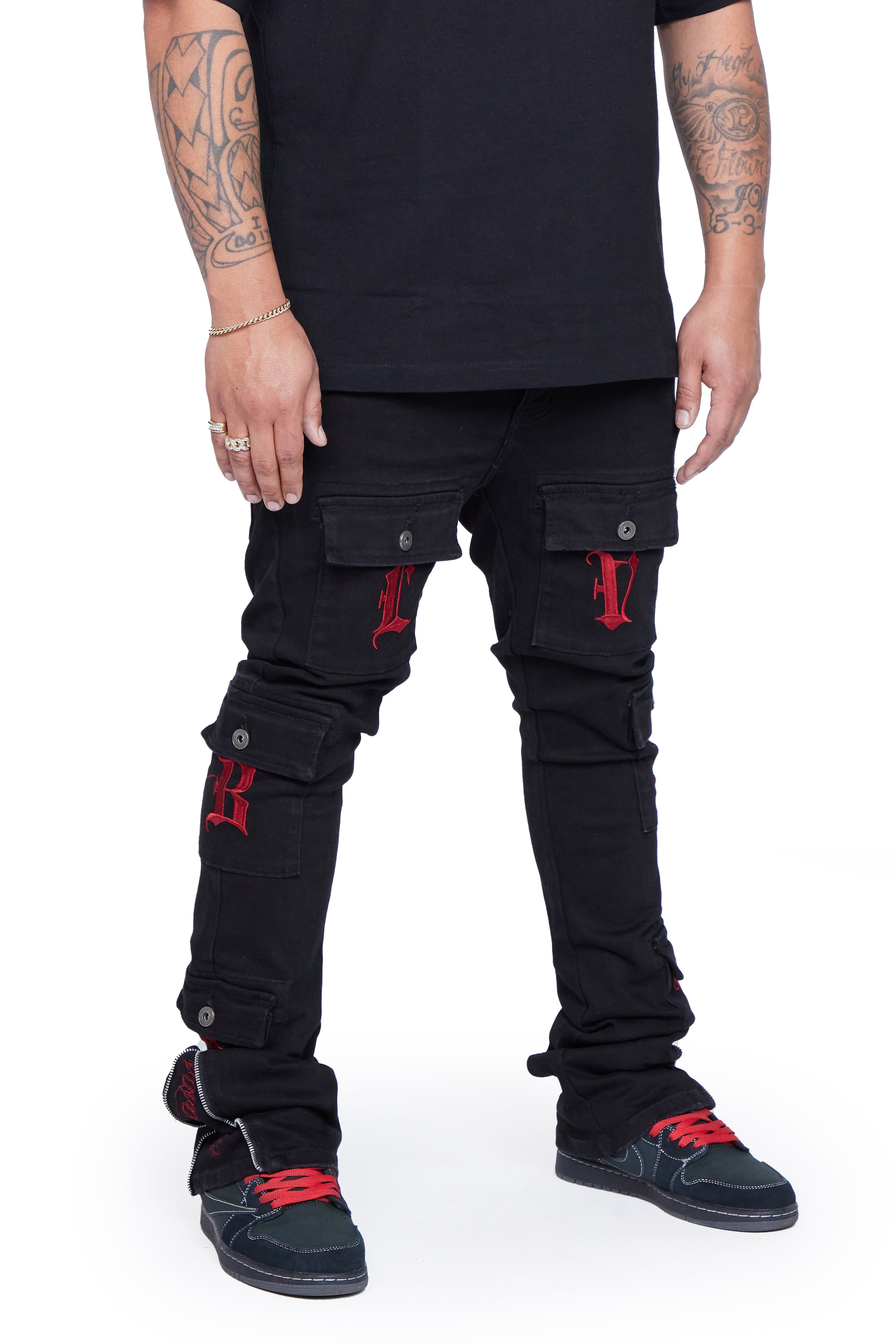 "AXEL" BLACK STACKED FLARE JEAN sold by valabasas product image thumbnail 6