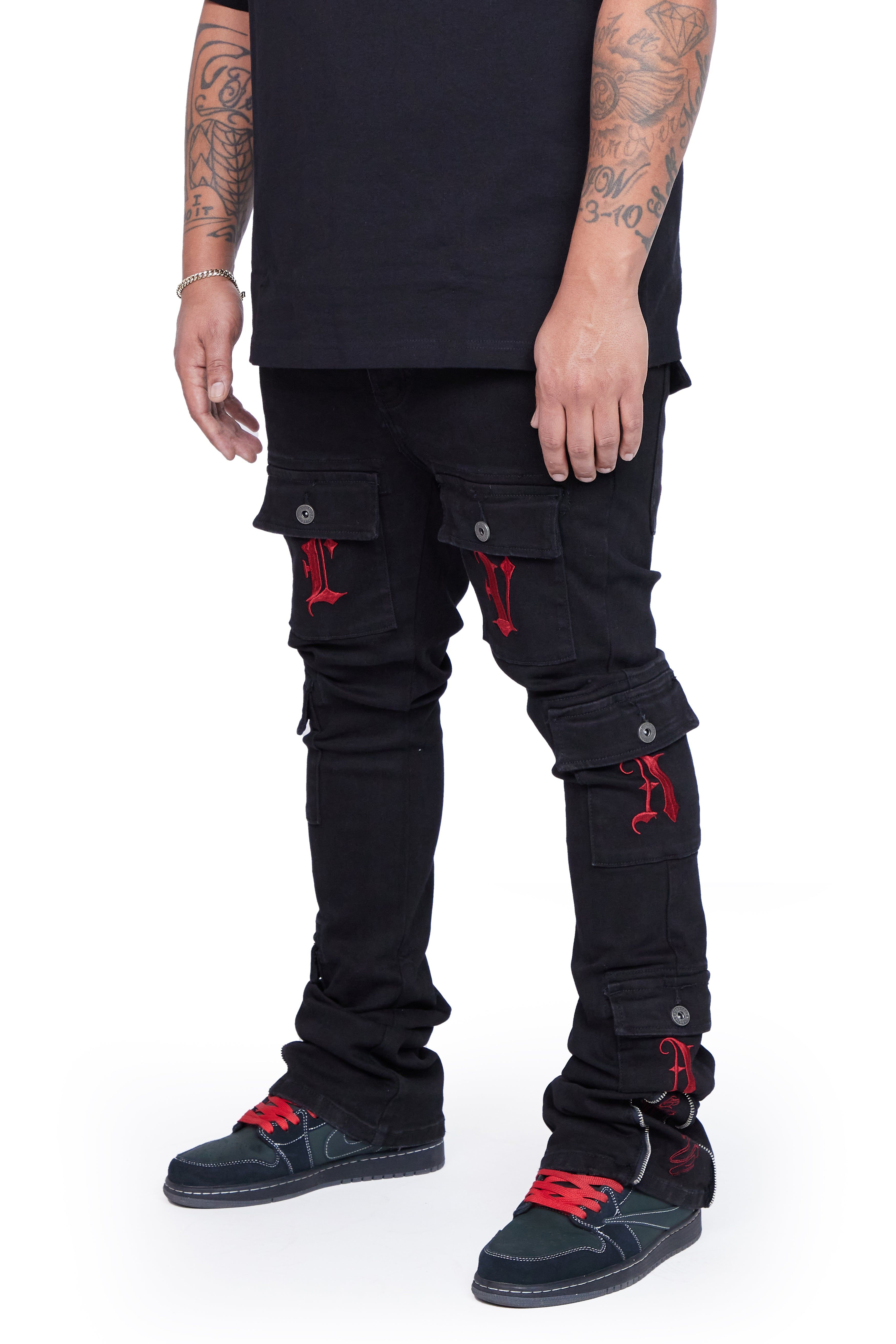 "AXEL" BLACK STACKED FLARE JEAN sold by valabasas product image thumbnail 4