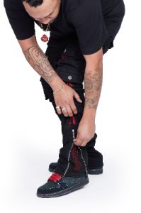 "AXEL" BLACK STACKED FLARE JEAN sold by valabasas