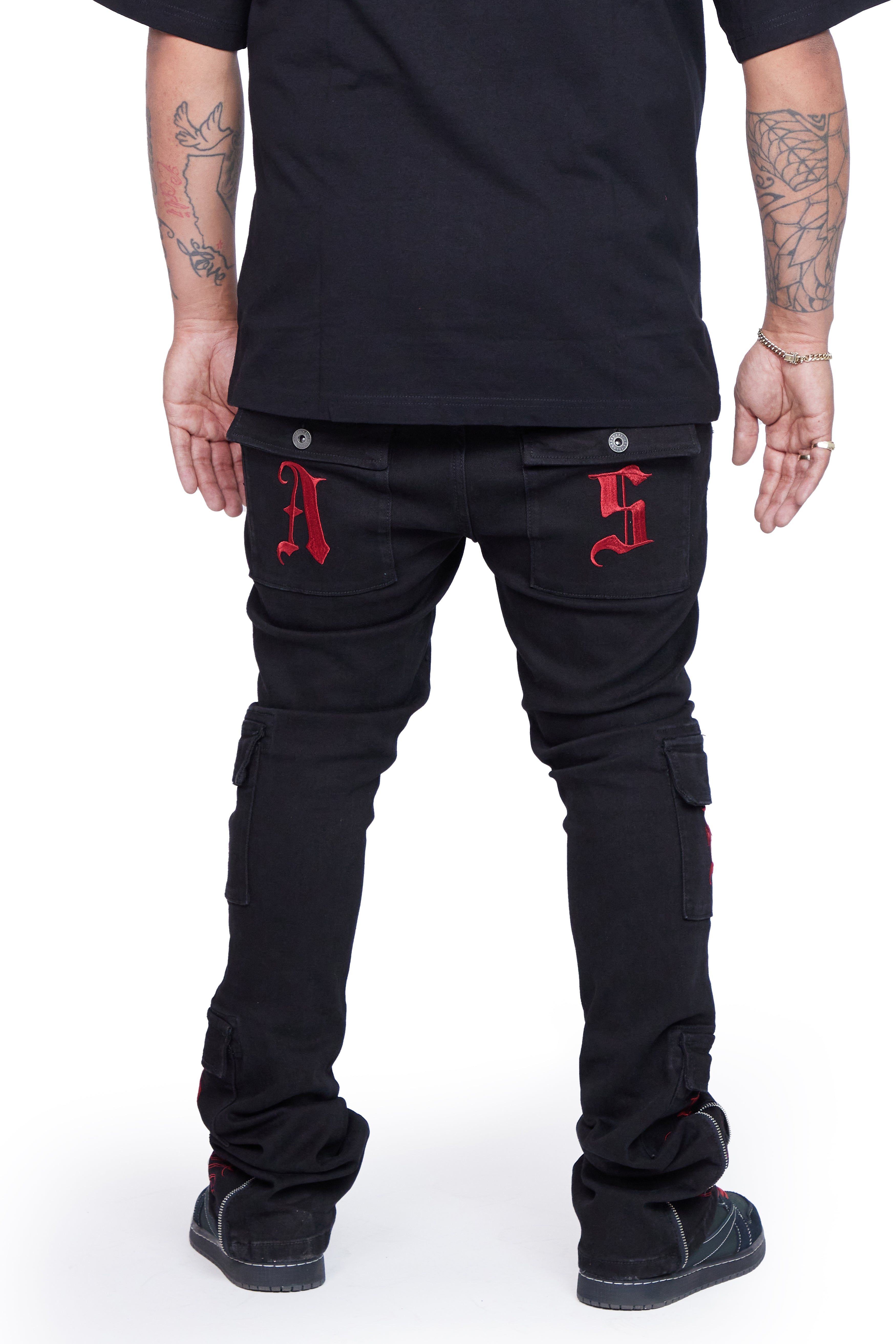 "AXEL" BLACK STACKED FLARE JEAN sold by valabasas product image thumbnail 5