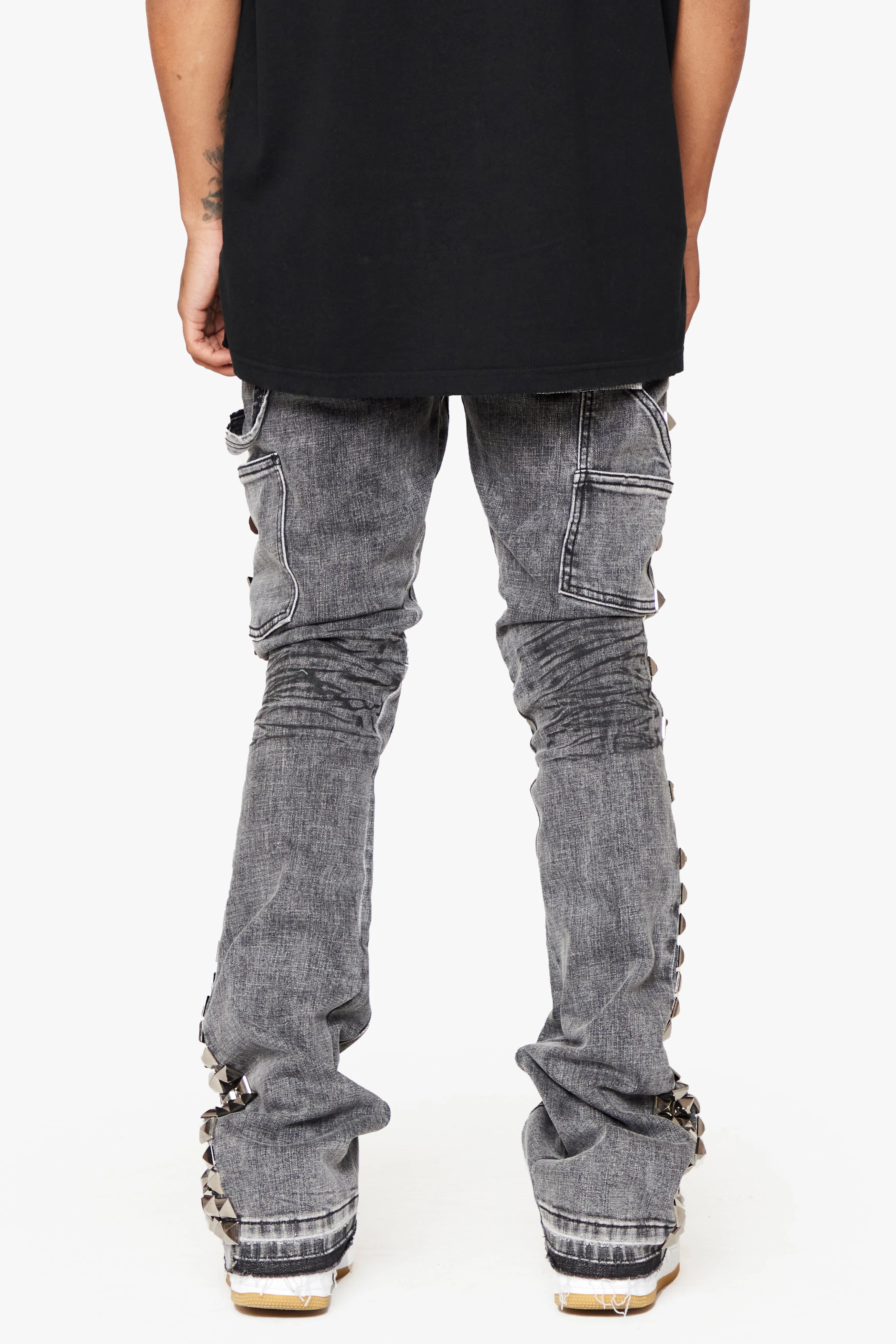 "GLAZ" GREY STACKED FLARE JEAN sold by valabasas product image thumbnail 3