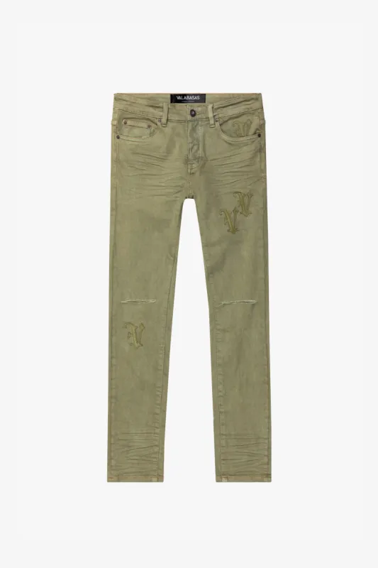 "NIMBUS" OLIVE GREEN SKINNY JEAN sold by valabasas