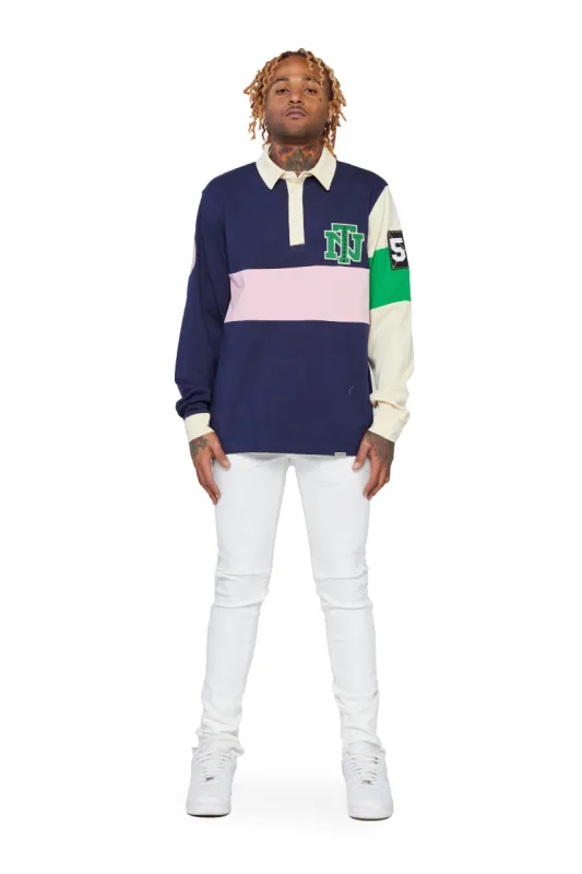 "WISE RUGBY" NAVY LONG SLEVE POLO sold by valabasas