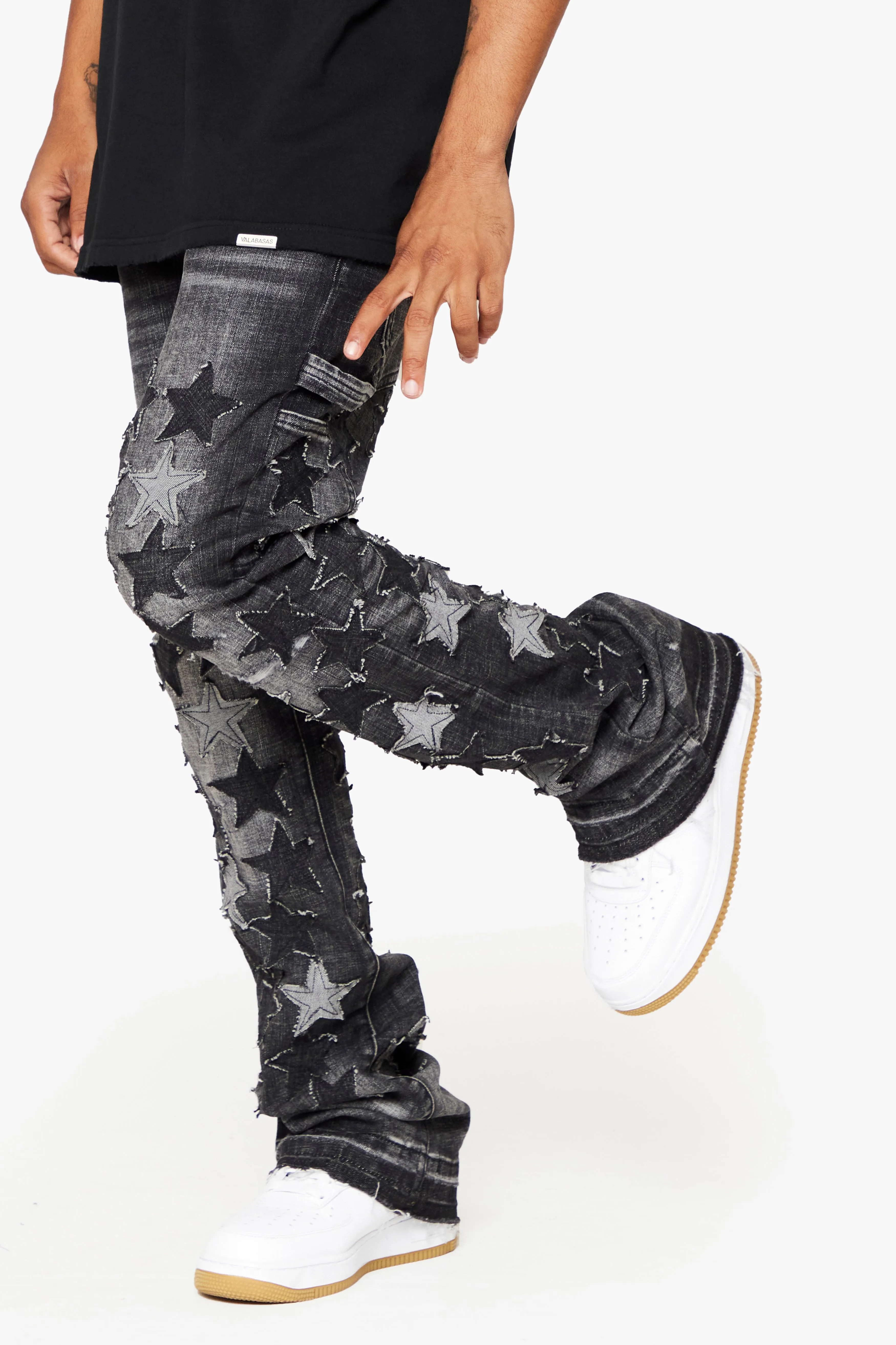"V-STAR" MARBLED WASH STACKED FLARE JEAN sold by valabasas product image thumbnail 5