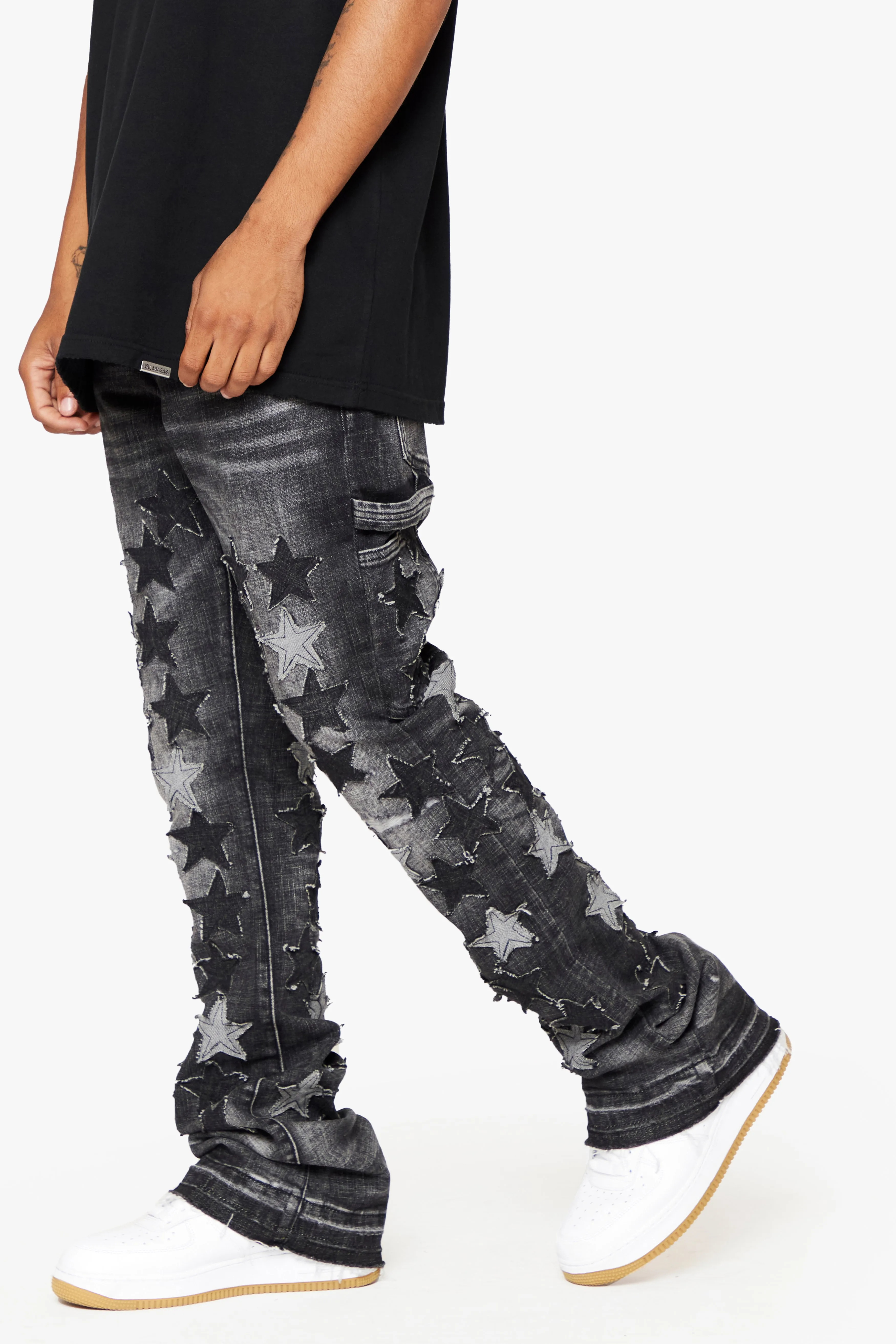 "V-STAR" MARBLED WASH STACKED FLARE JEAN sold by valabasas product image thumbnail 4
