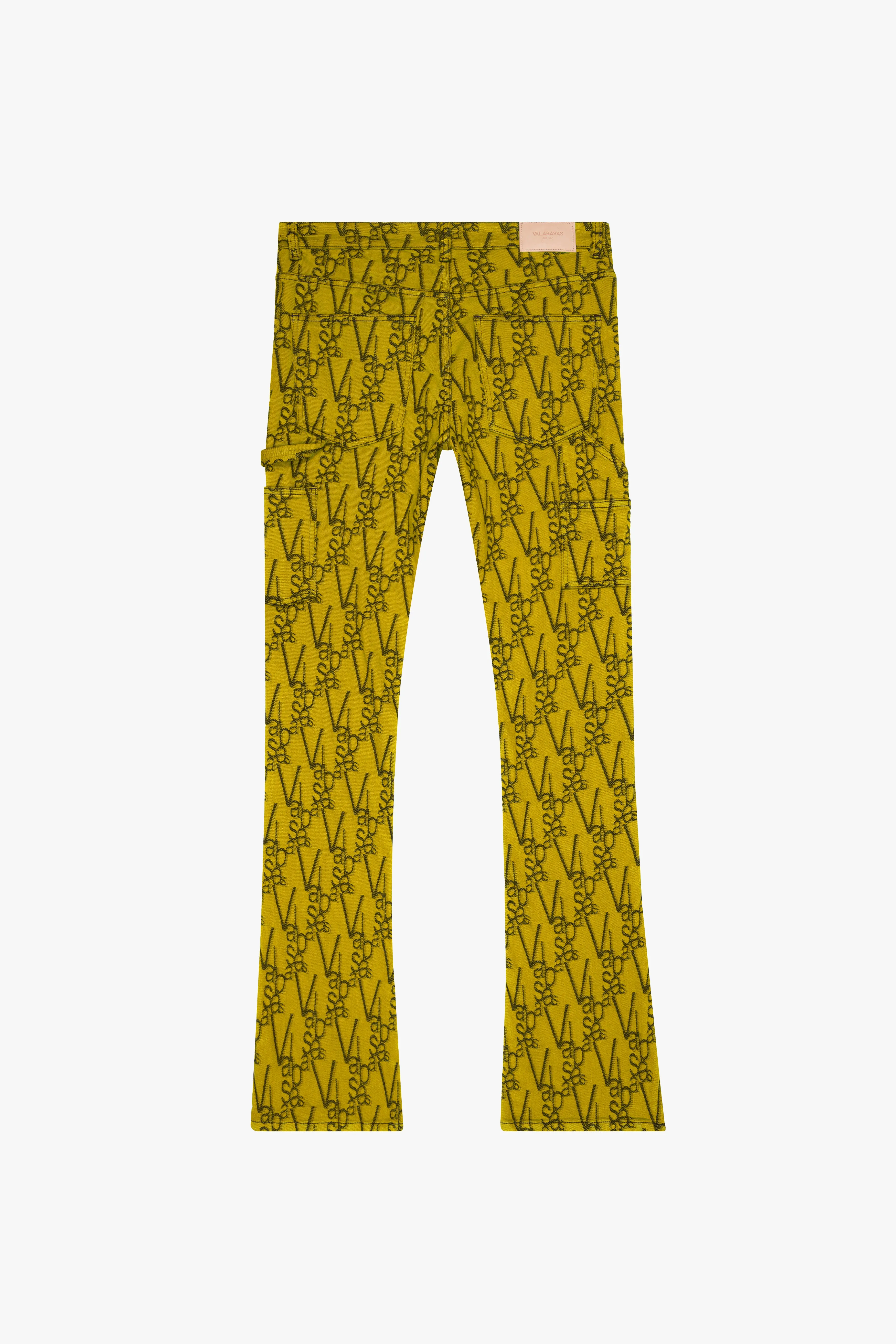 "V-SCRAWL" STACKED FLARE JEAN BLACK YELLOW sold by valabasas product image thumbnail 3