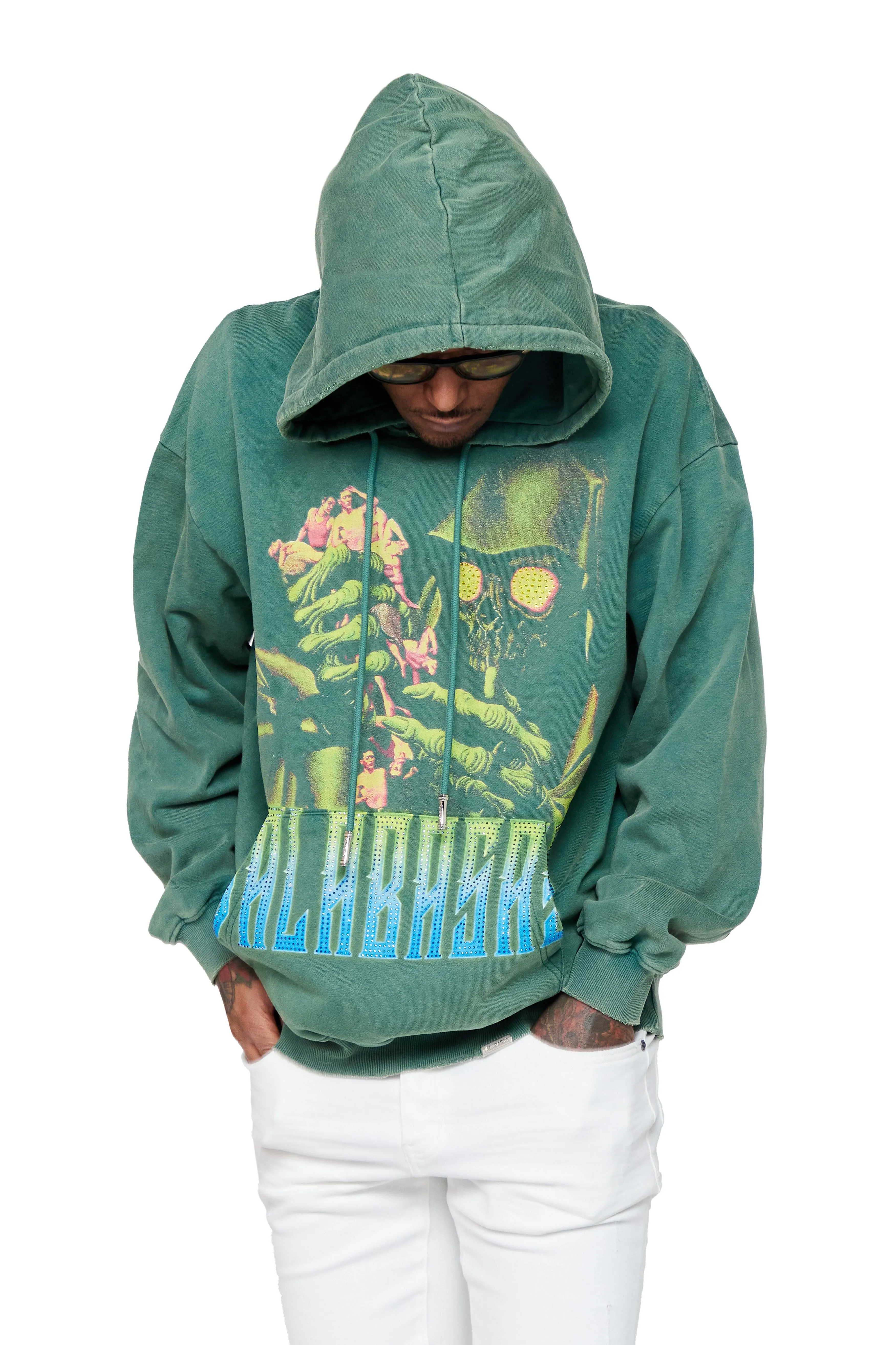 "GREEN REAPER" WASHED FIELD GREEN HOODIE sold by valabasas product image thumbnail 5