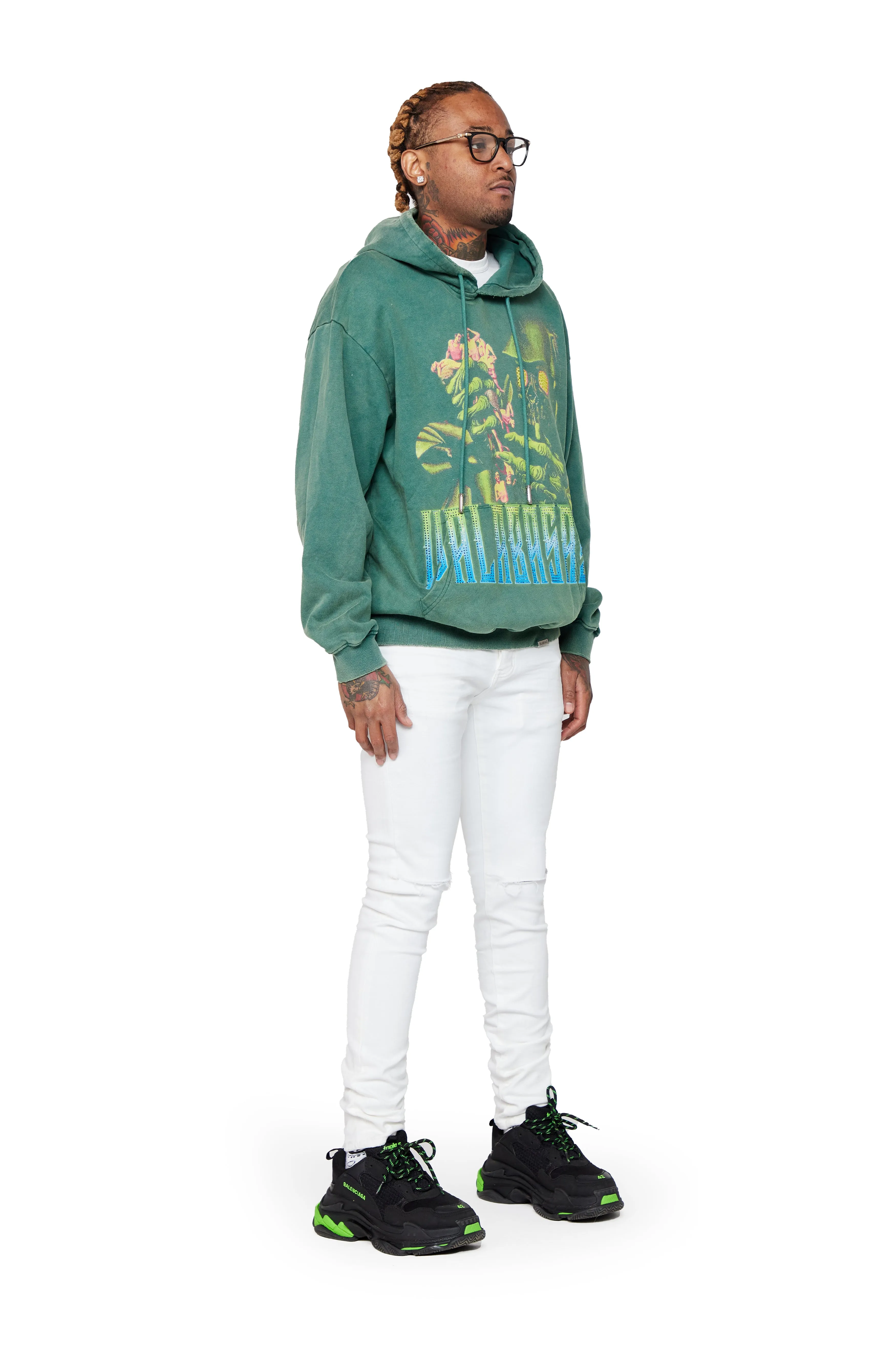 "GREEN REAPER" WASHED FIELD GREEN HOODIE sold by valabasas product image thumbnail 4