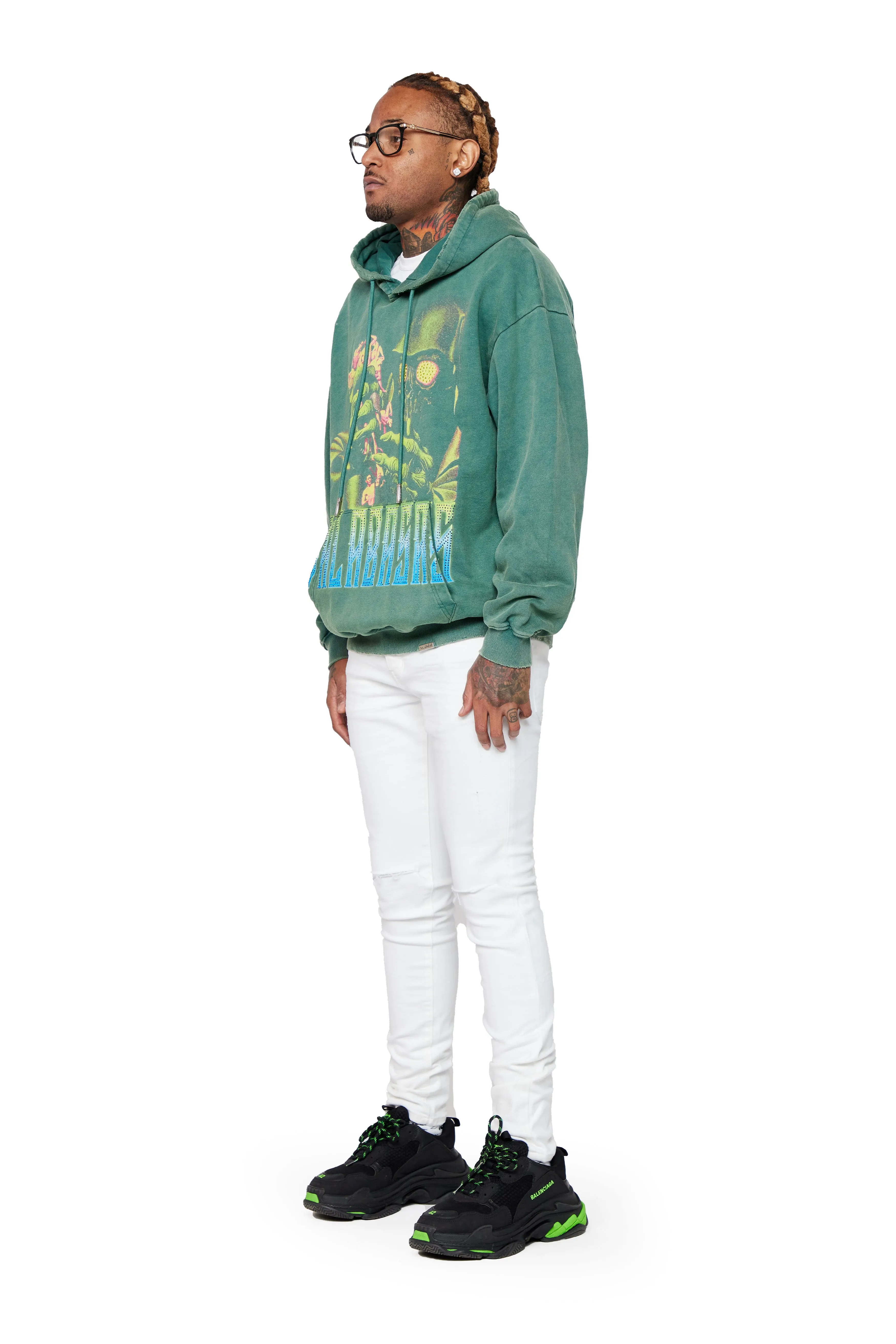 "GREEN REAPER" WASHED FIELD GREEN HOODIE sold by valabasas product image thumbnail 2