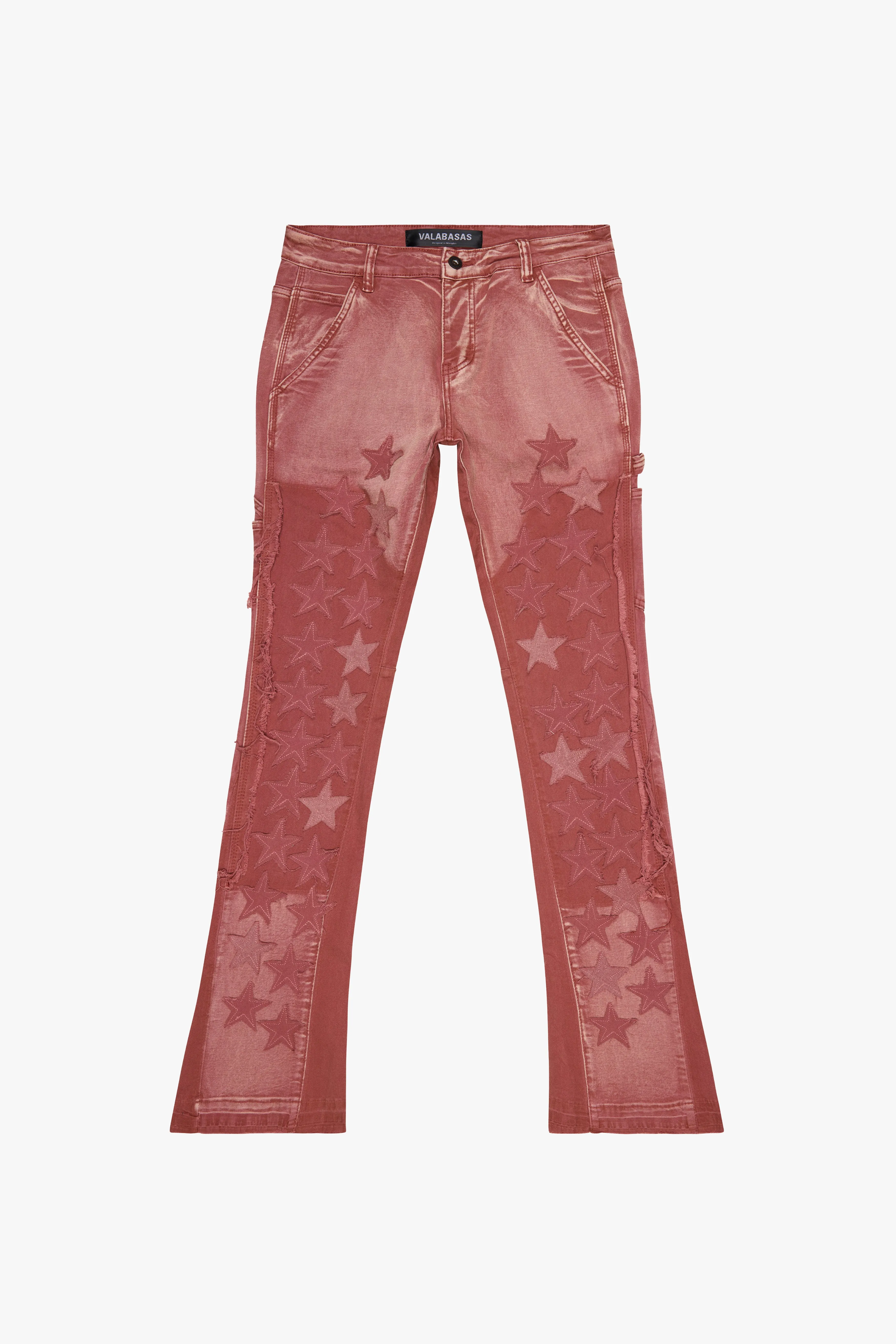 "V-STARS” STACKED FLARE JEAN SUNSET ORANGE sold by valabasas