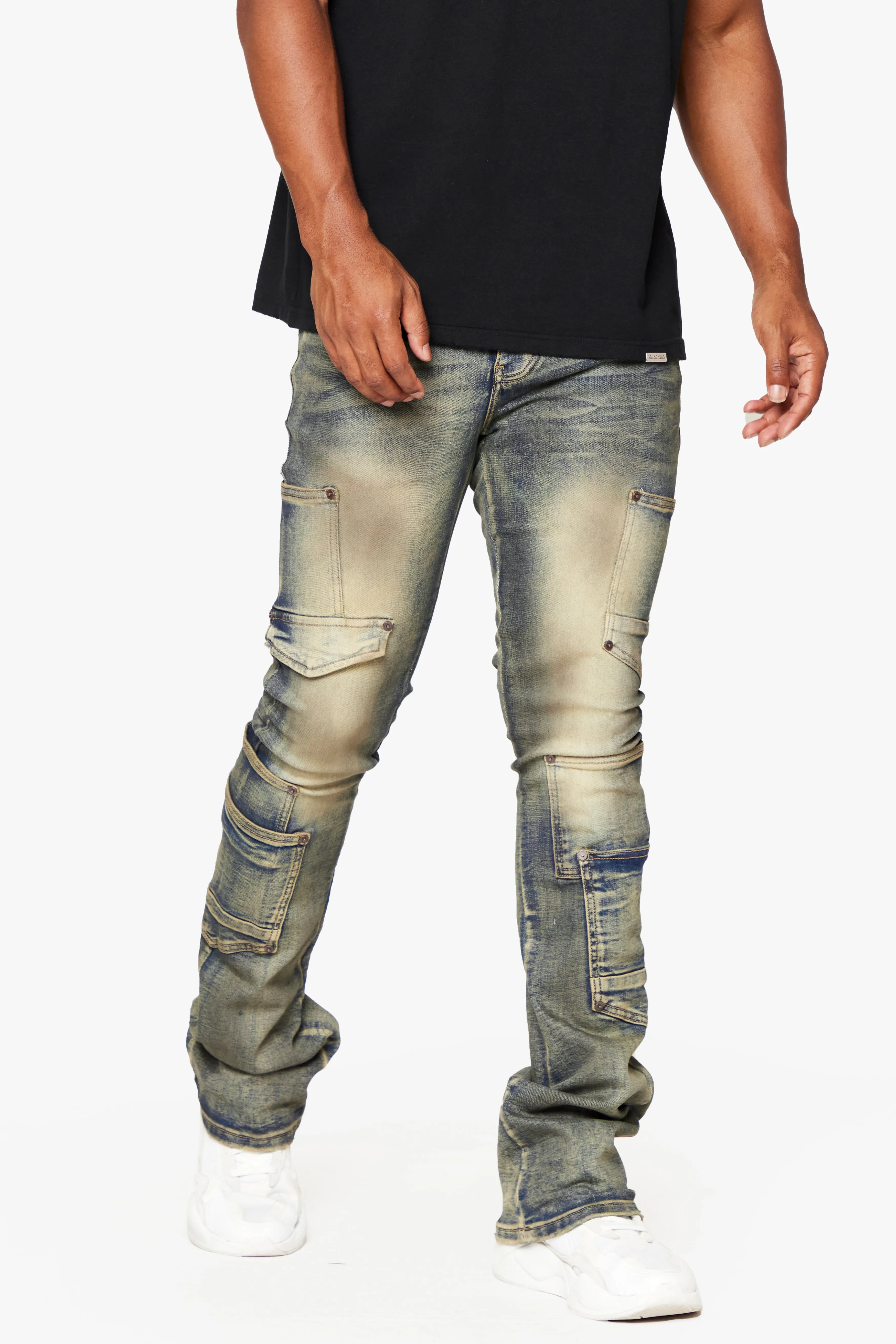 "POCROS" SUPER STACKED FLARE JEAN DIRTY VINTAGE WASH sold by valabasas product image thumbnail 5