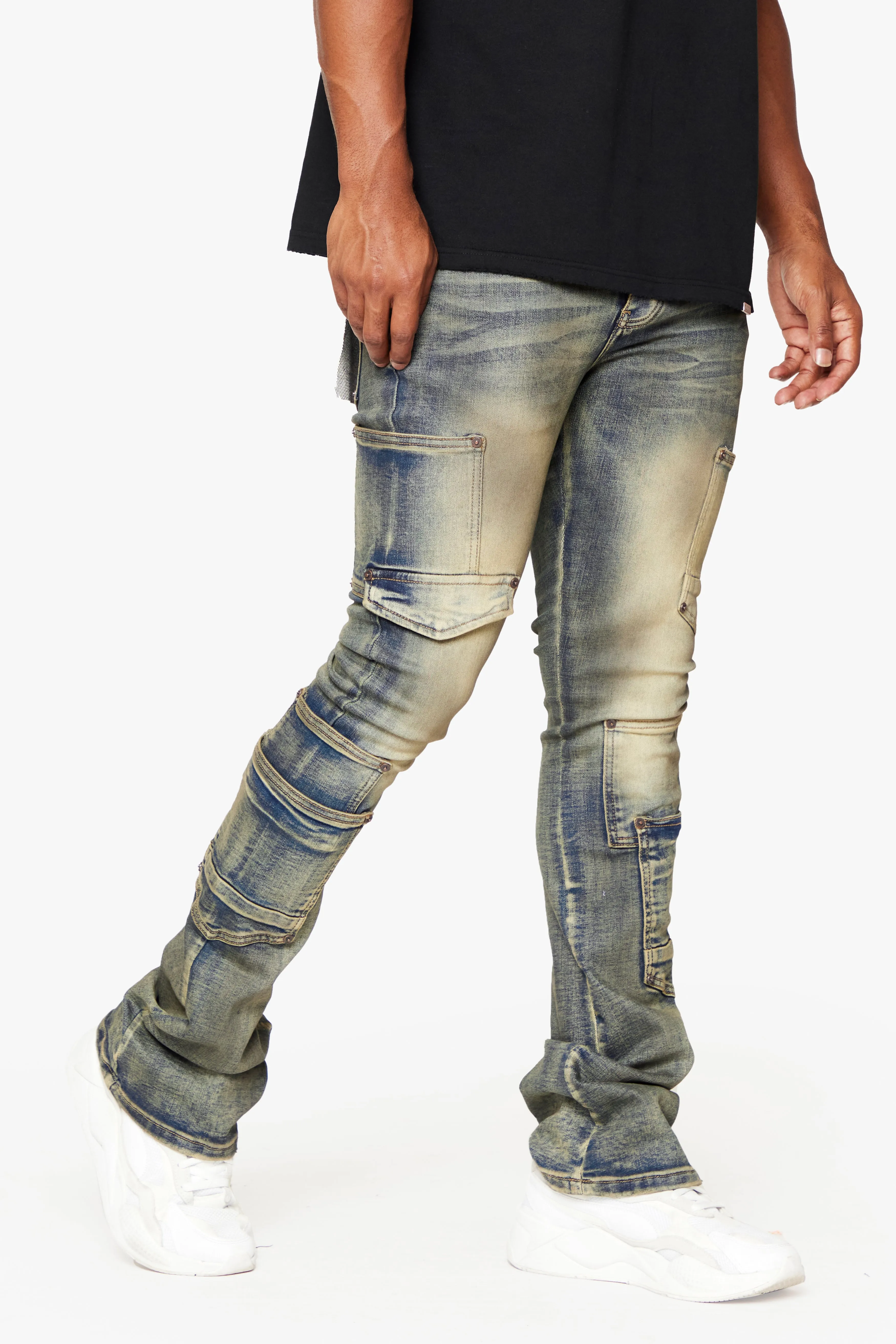 "POCROS" SUPER STACKED FLARE JEAN DIRTY VINTAGE WASH sold by valabasas product image thumbnail 3