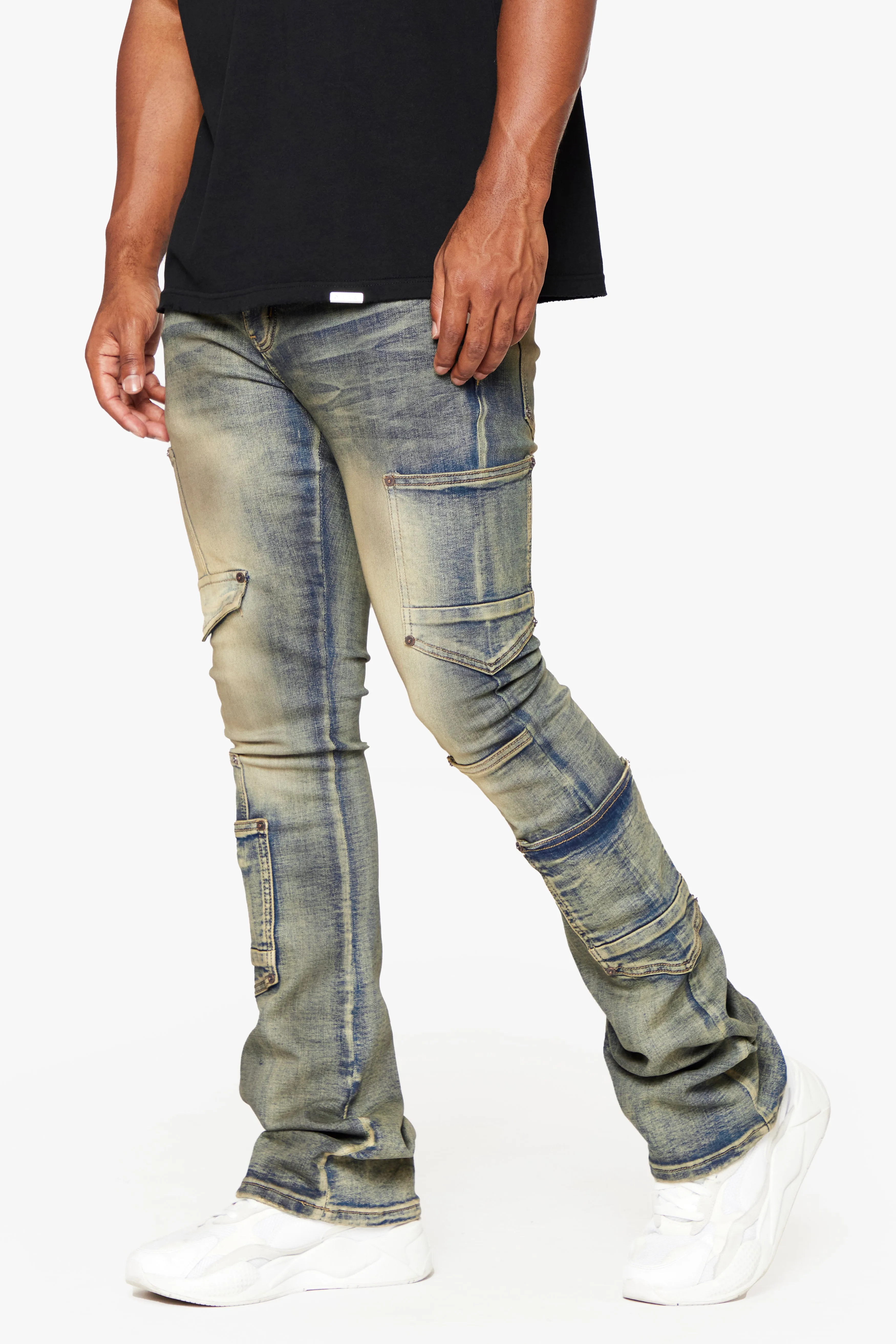 "POCROS" SUPER STACKED FLARE JEAN DIRTY VINTAGE WASH sold by valabasas product image thumbnail 4