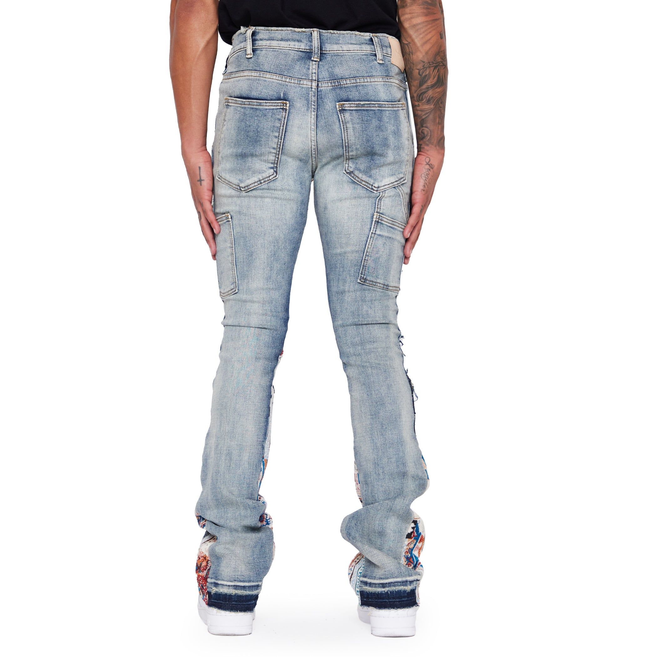 “ALPHA” LT.BLUE JACQUARD STACKED FLARE JEAN sold by valabasas product image thumbnail 5
