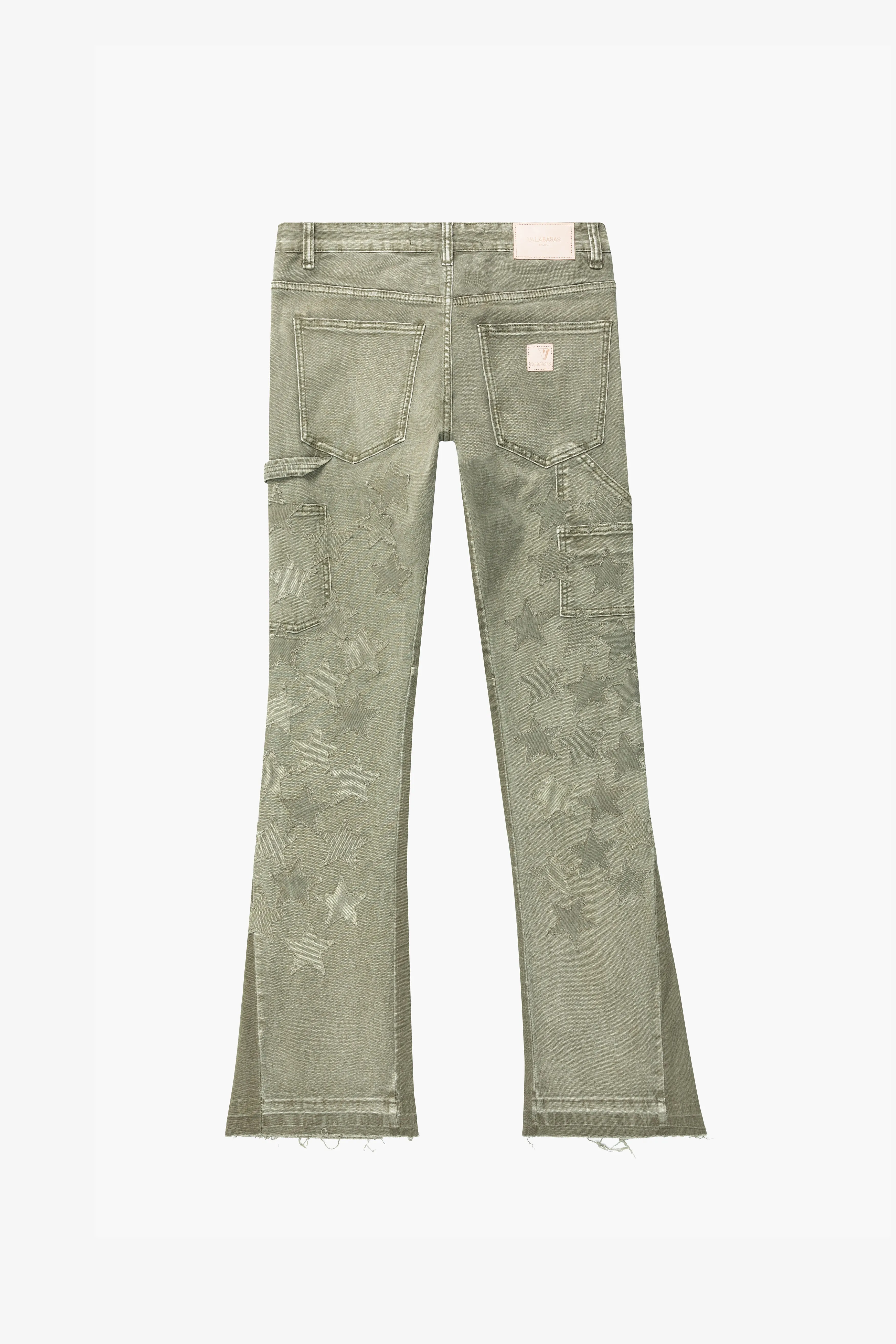 "V-STARS” STACKED FLARE JEAN OLIVE GREEN sold by valabasas product image thumbnail 3