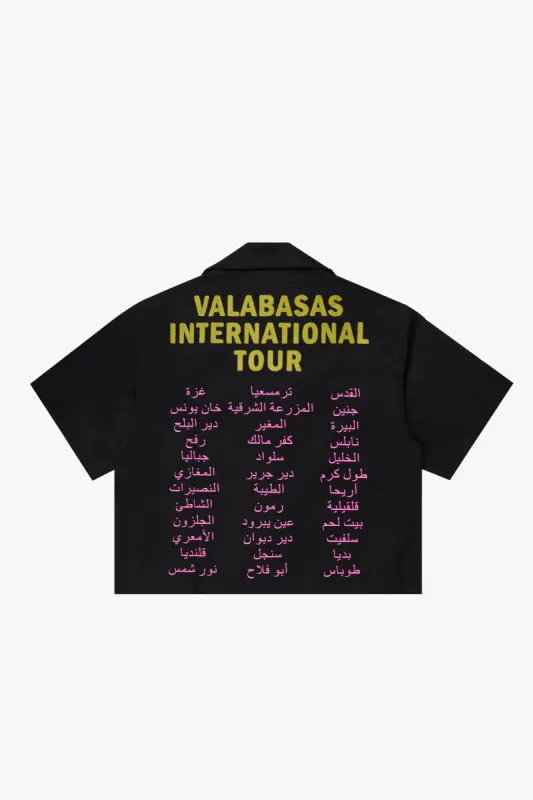 "TOUR" CROP BUTTON DOWN BLACK/YELLOW made by valabasas