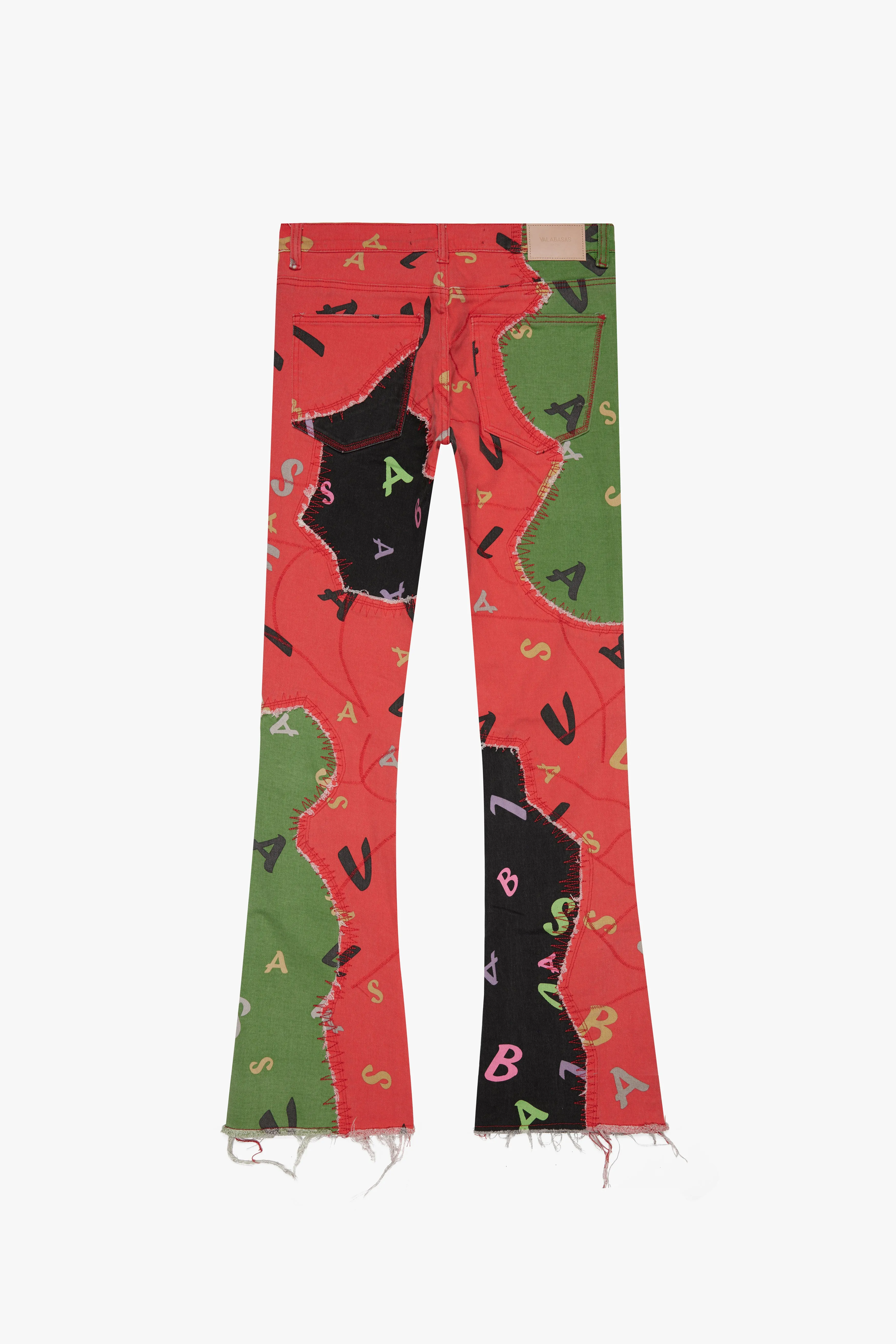 "DISTRACTED" STACKED FLARE JEAN LIME-RED sold by valabasas product image thumbnail 4