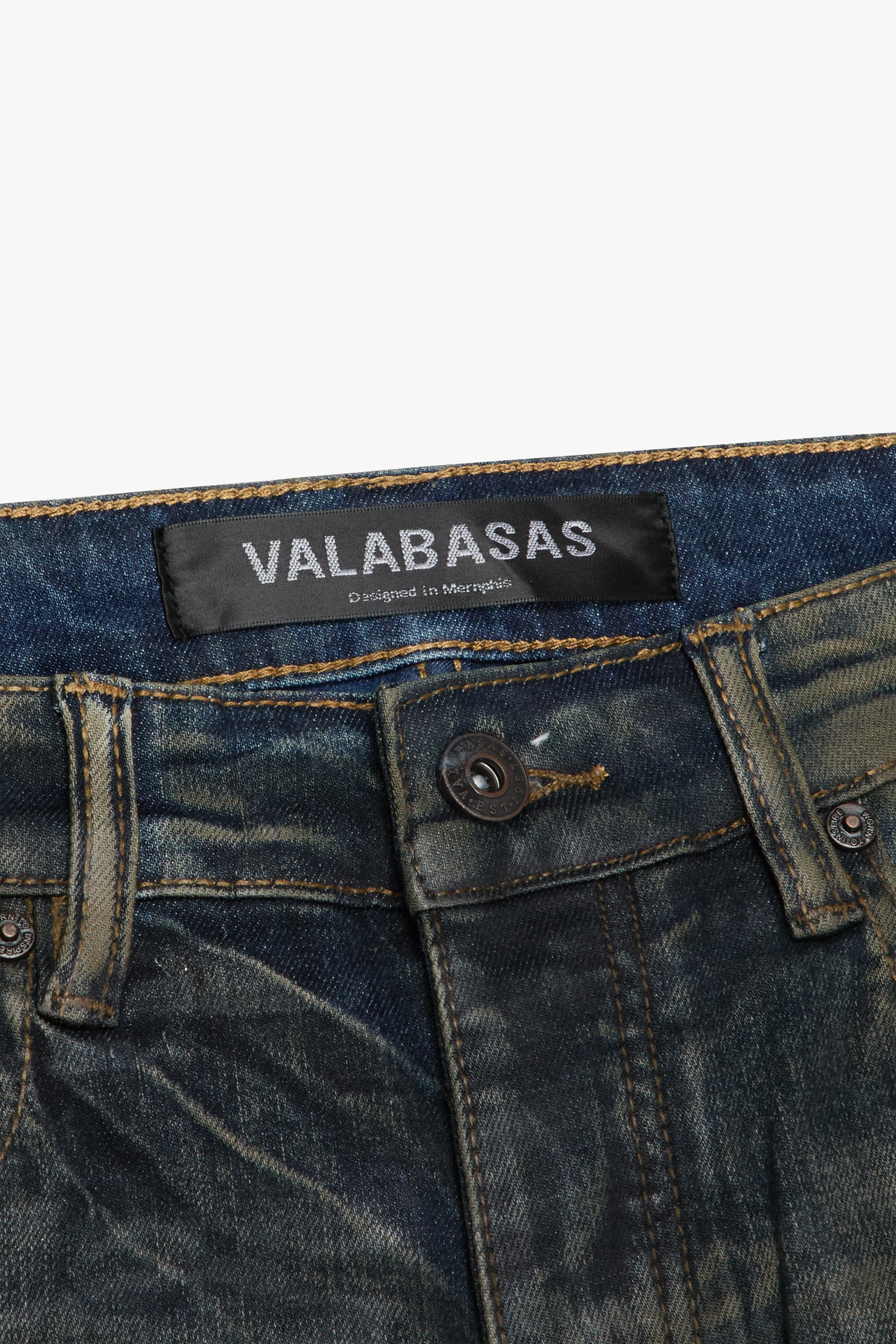 "KNEEBOARD" DARK VINTAGE BLUE SKINNY JEAN sold by valabasas product image thumbnail 2