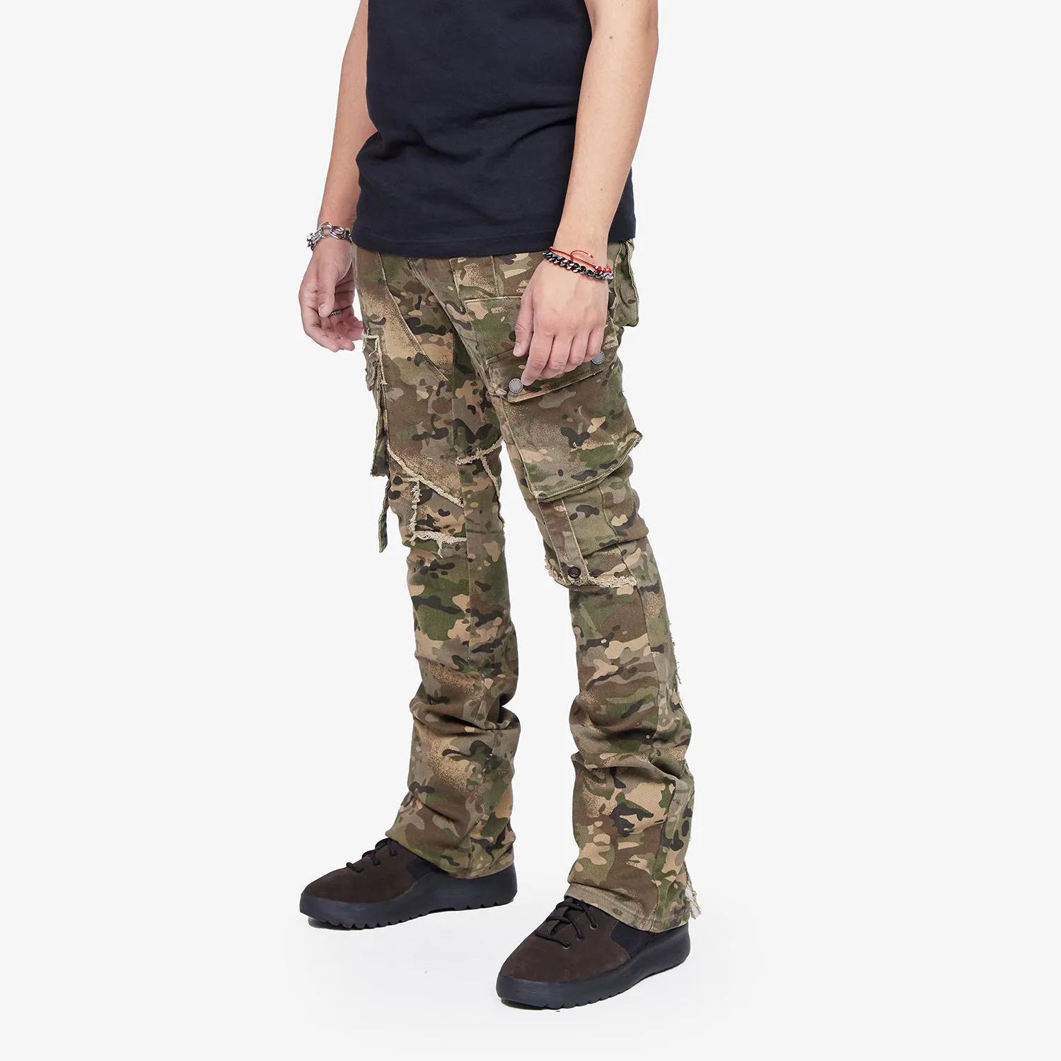 “CANTEEN" CAMO STACKED FLARE JEAN sold by valabasas product image thumbnail 3