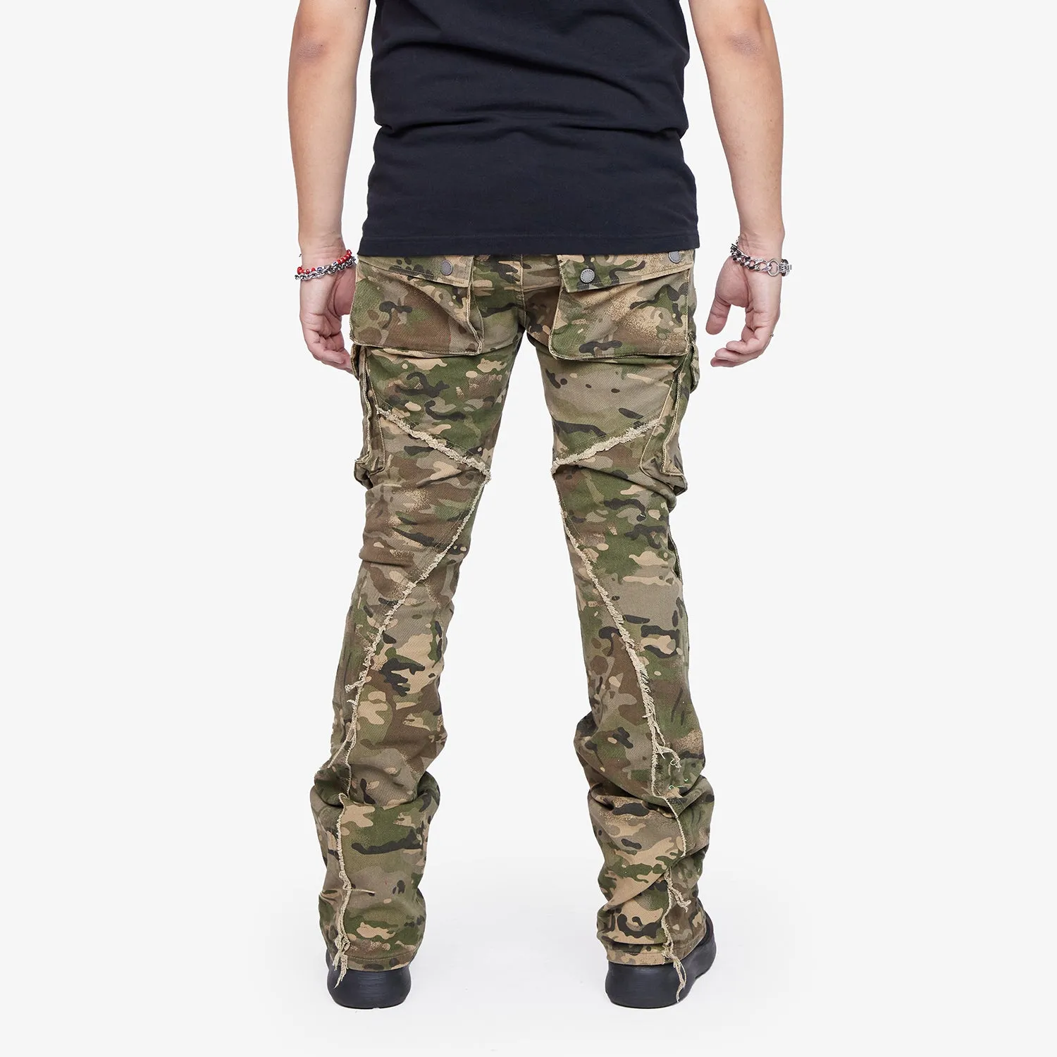 “CANTEEN" CAMO STACKED FLARE JEAN sold by valabasas product image thumbnail 4