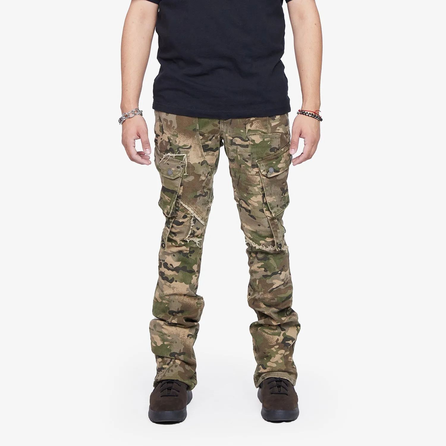 “CANTEEN" CAMO STACKED FLARE JEAN sold by valabasas product image thumbnail 2