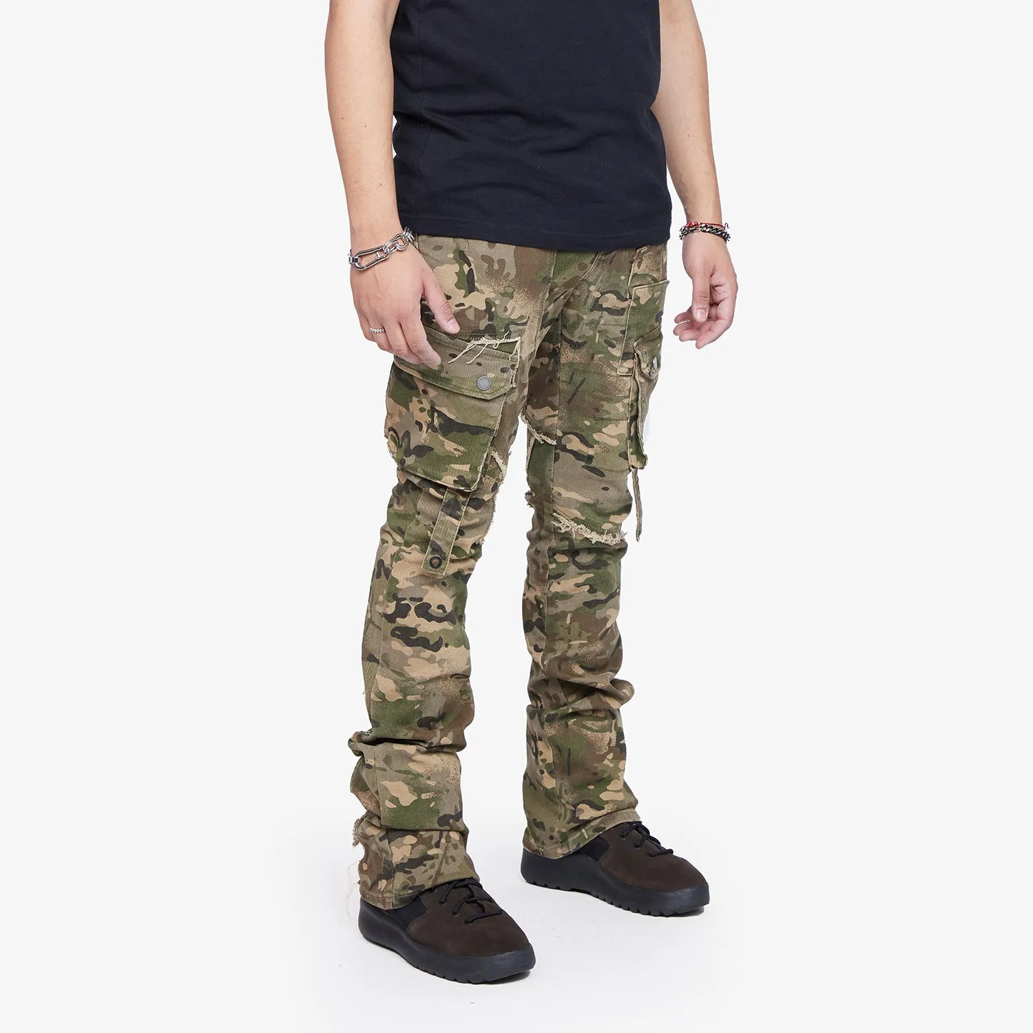 “CANTEEN" CAMO STACKED FLARE JEAN sold by valabasas product image thumbnail 5