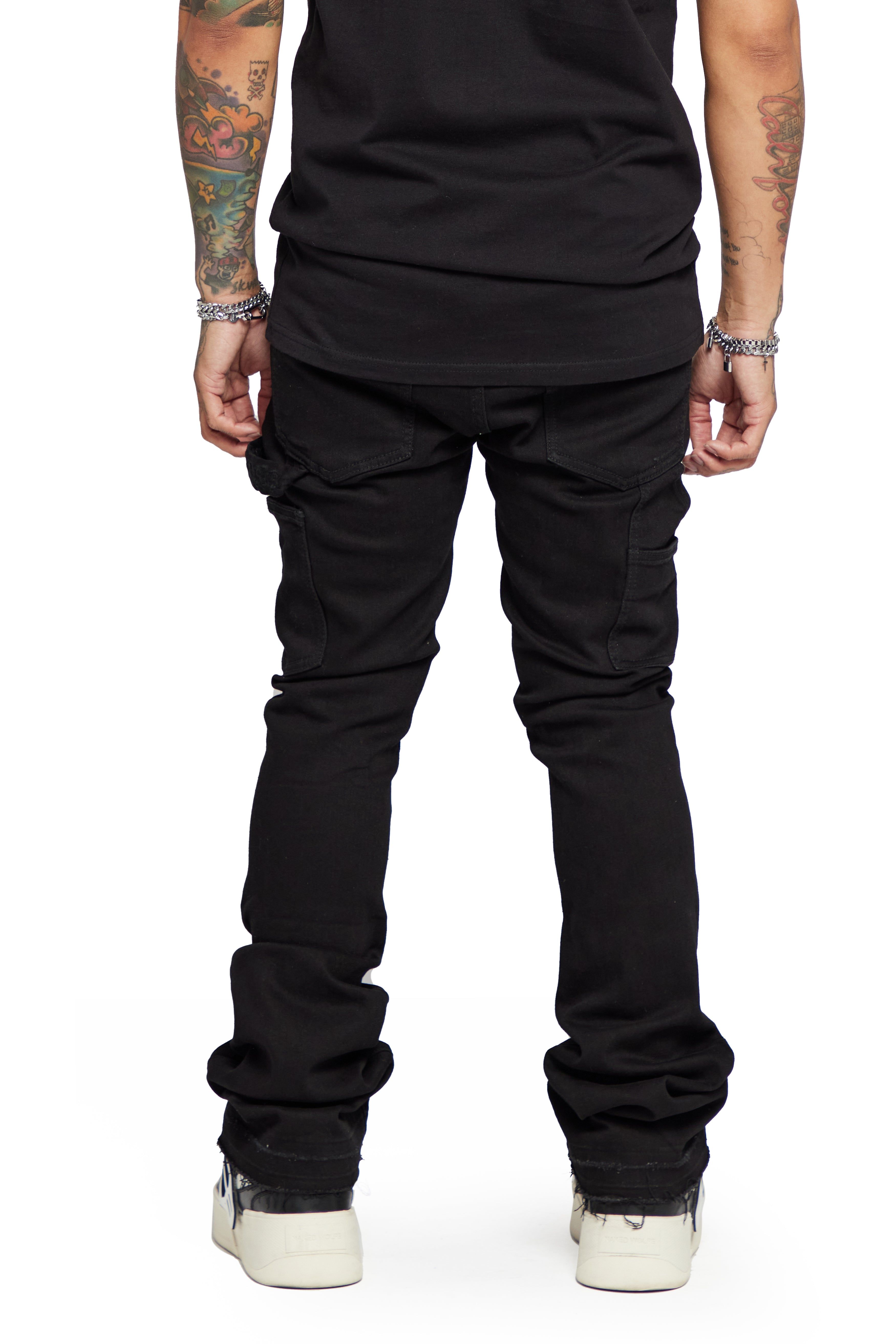 “AZURITE" BLACK STACKED FLARE JEAN sold by valabasas product image thumbnail 8