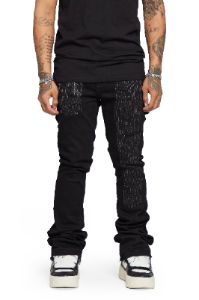 “AZURITE" BLACK STACKED FLARE JEAN sold by valabasas