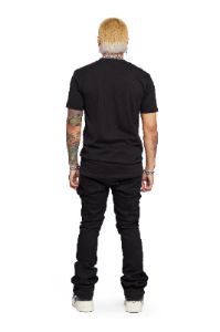 “AZURITE" BLACK STACKED FLARE JEAN sold by valabasas