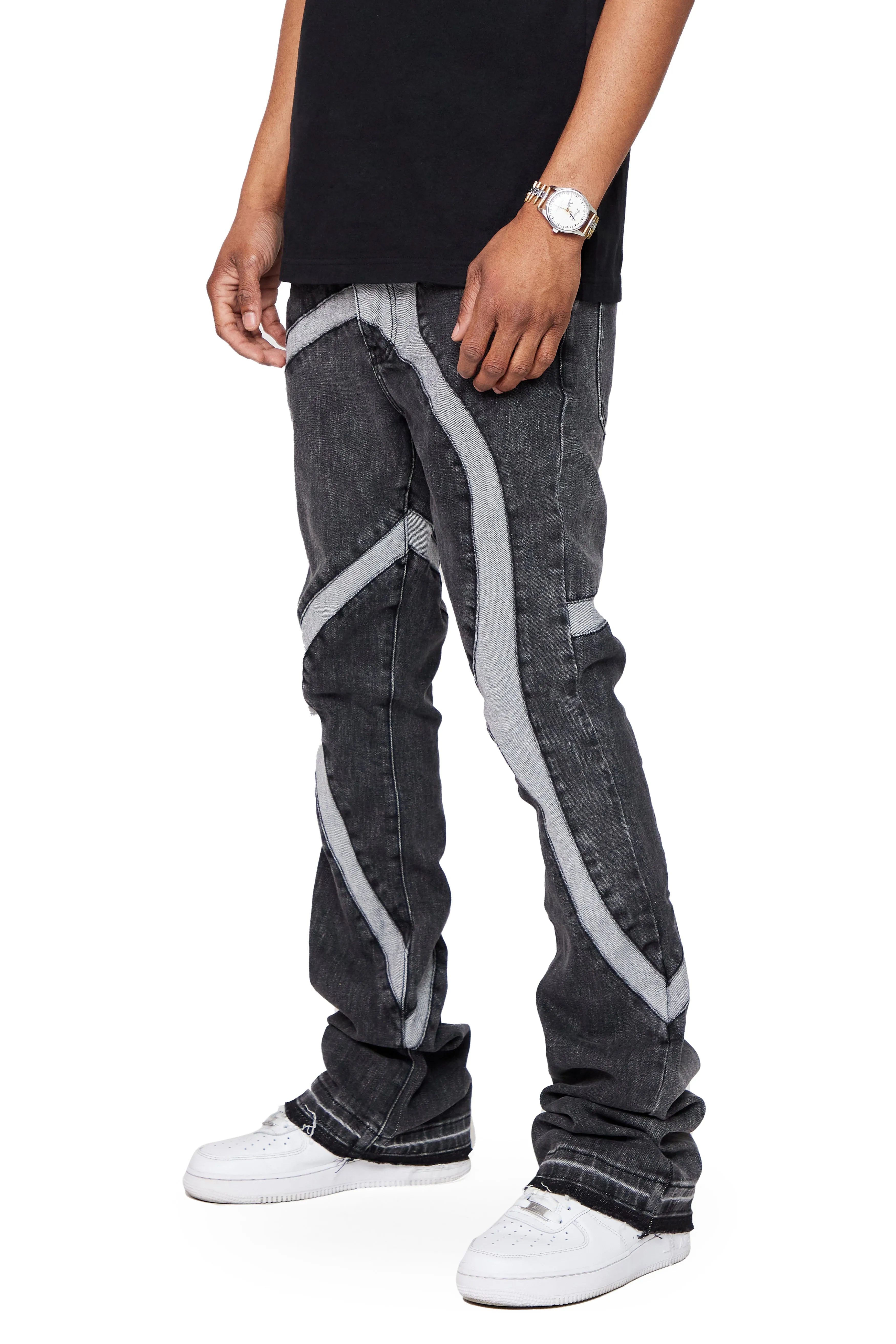 “WILDER” GREY WASHED STACKED FLARE JEAN sold by valabasas product image thumbnail 4