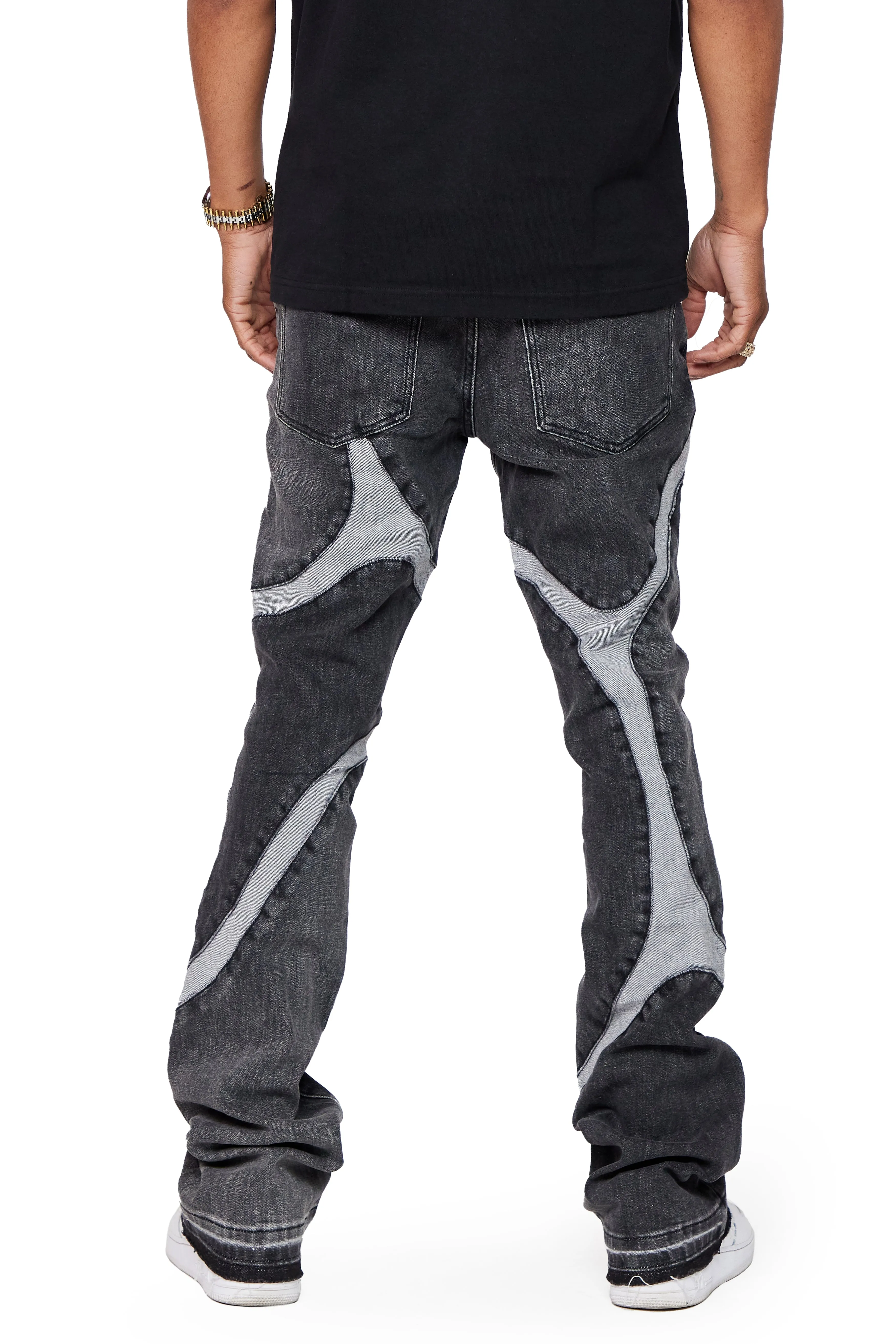 “WILDER” GREY WASHED STACKED FLARE JEAN sold by valabasas product image thumbnail 5