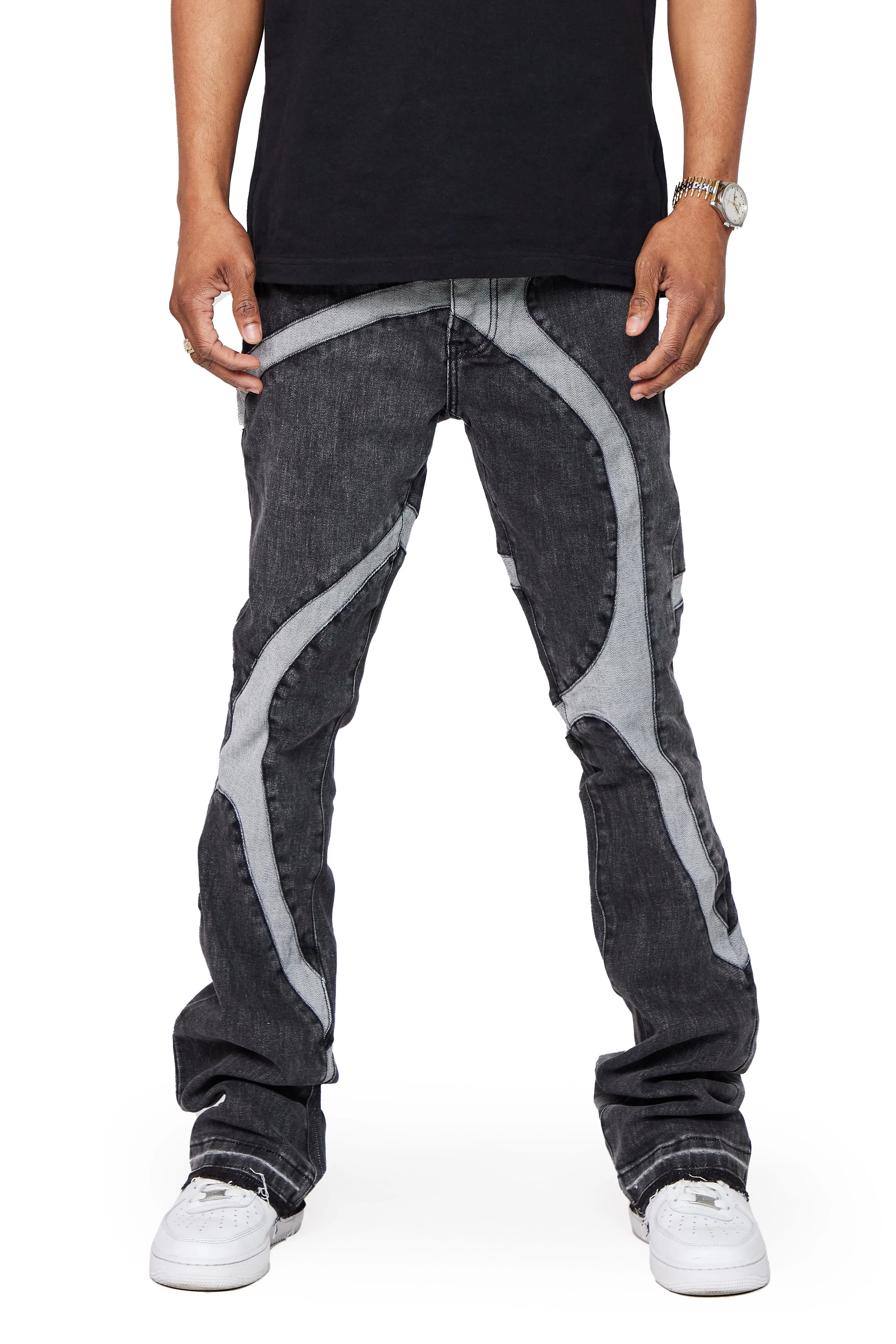“WILDER” GREY WASHED STACKED FLARE JEAN sold by valabasas product image thumbnail 2