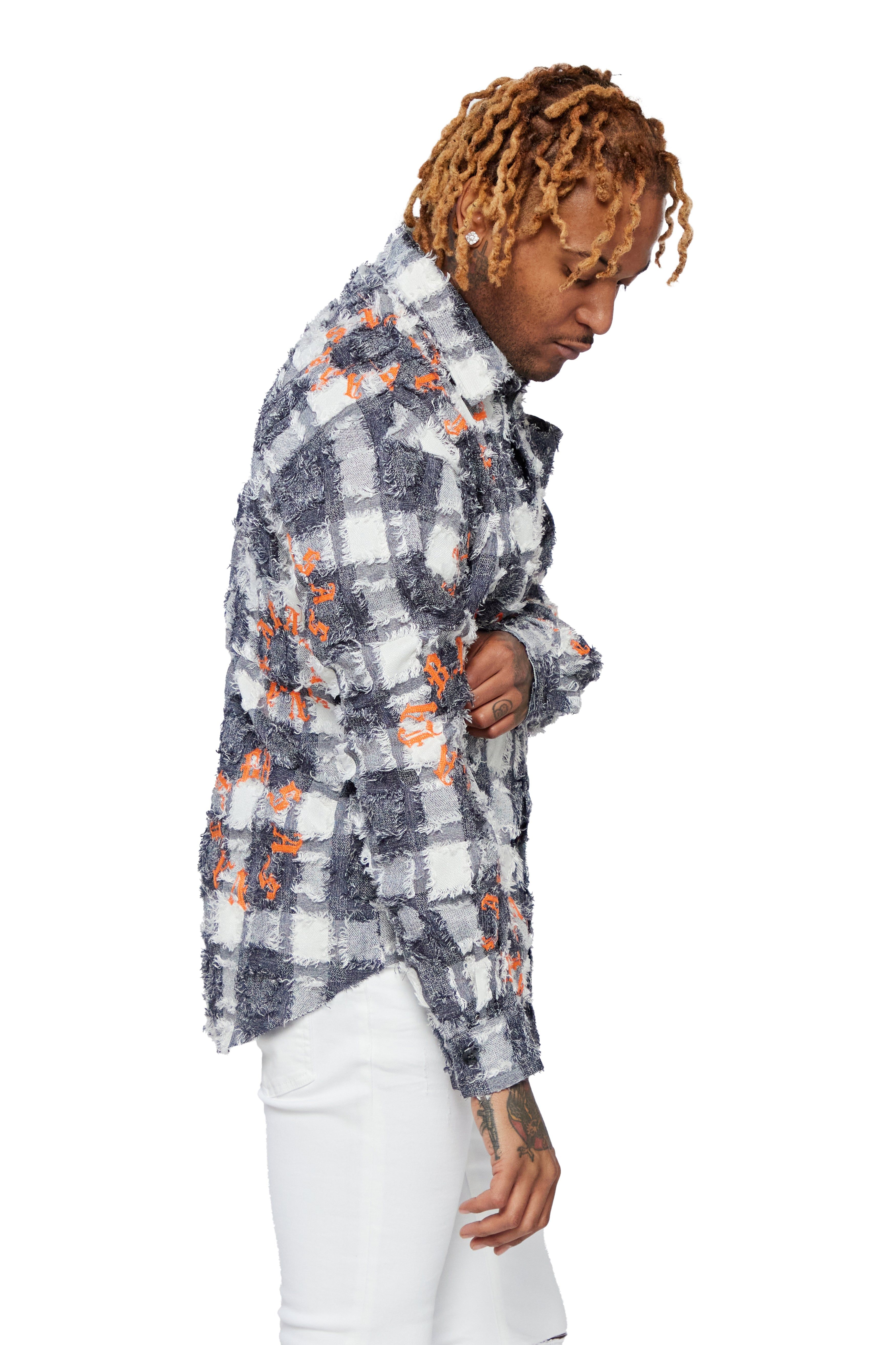 "ART PLAID” BLACK WHITE BUTTON DOWN sold by valabasas product image thumbnail 2