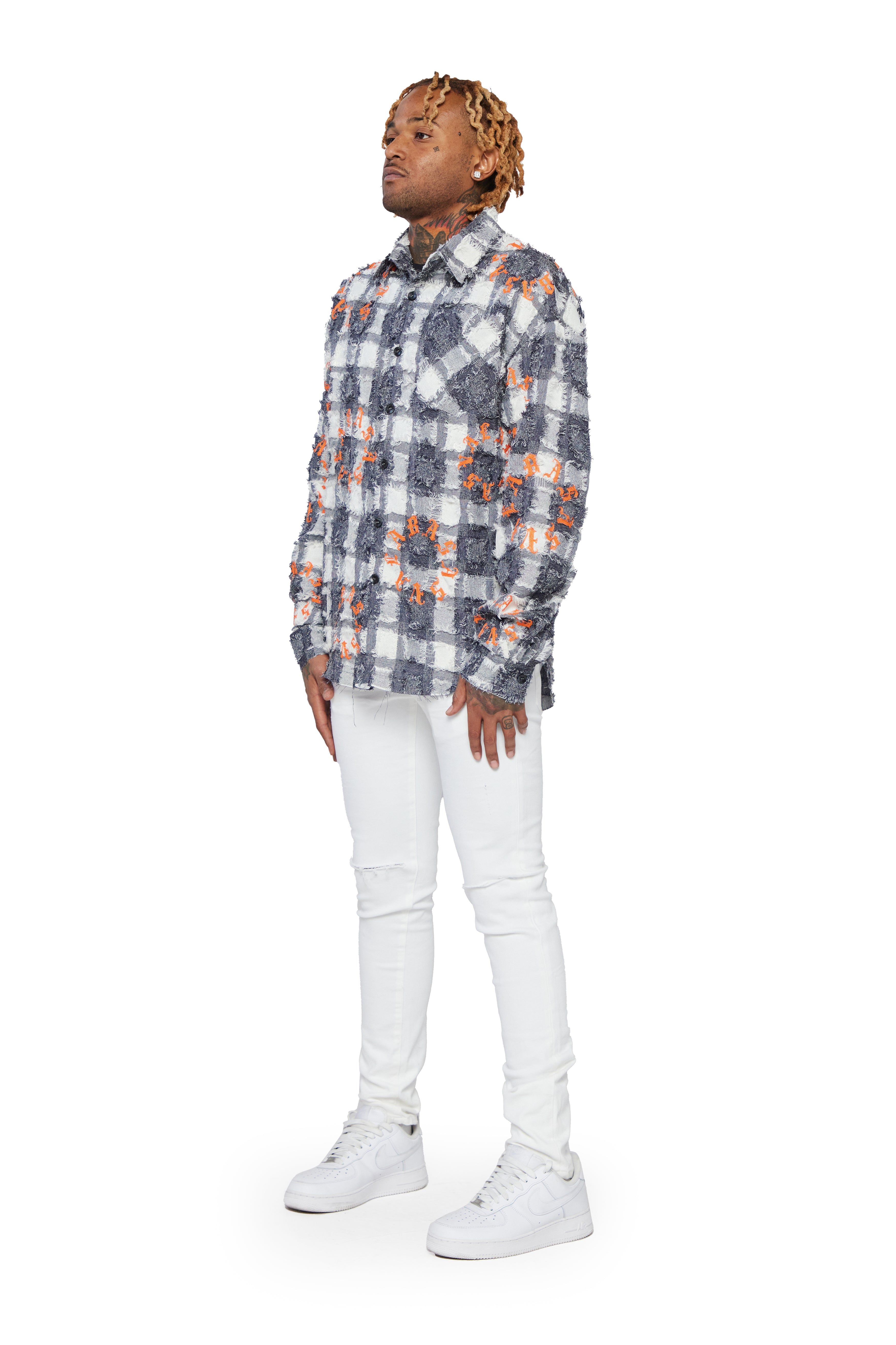 "ART PLAID” BLACK WHITE BUTTON DOWN sold by valabasas product image thumbnail 4