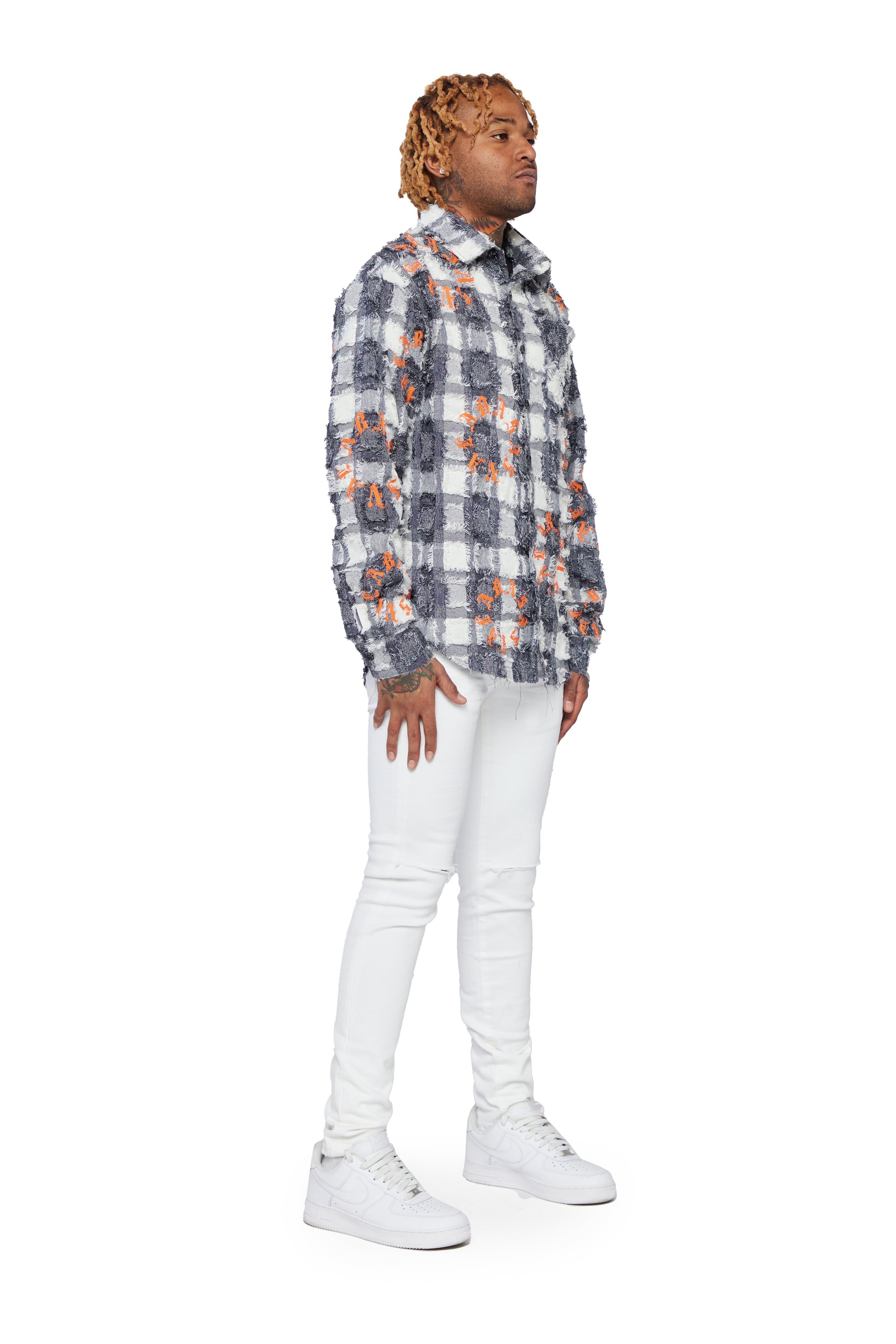 "ART PLAID” BLACK WHITE BUTTON DOWN sold by valabasas product image thumbnail 6
