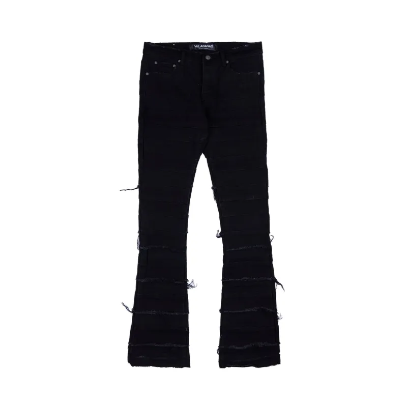 "PHOENIX" BLACK STACKED FLARE JEAN sold by valabasas