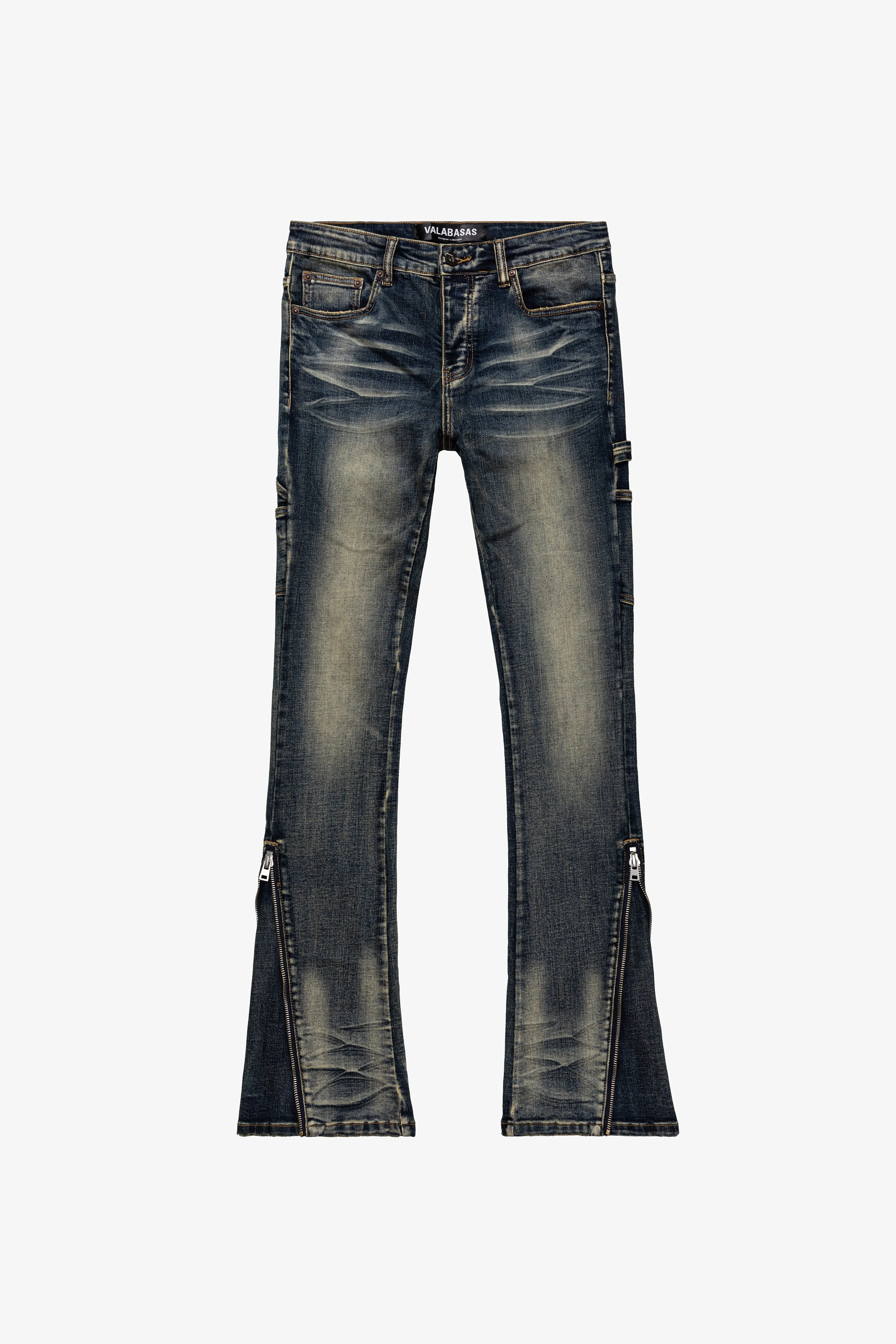 "STREAMLINE" STACKED FLARE JEAN DK VINTAGE WASHED sold by valabasas