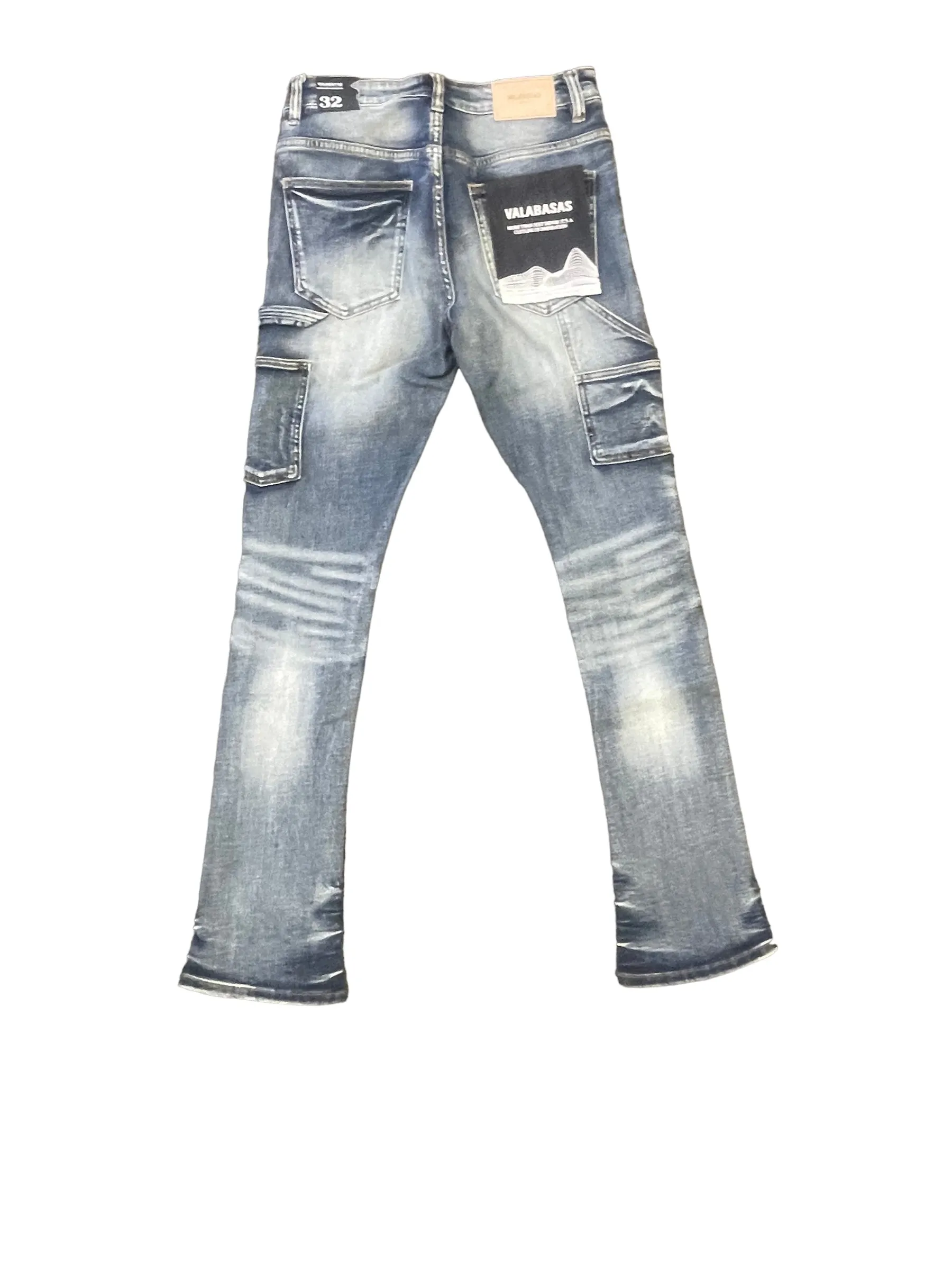 "TATTERED" MEDIUM BLUE VINTAGE STACKED FLARE JEAN sold by valabasas product image thumbnail 2