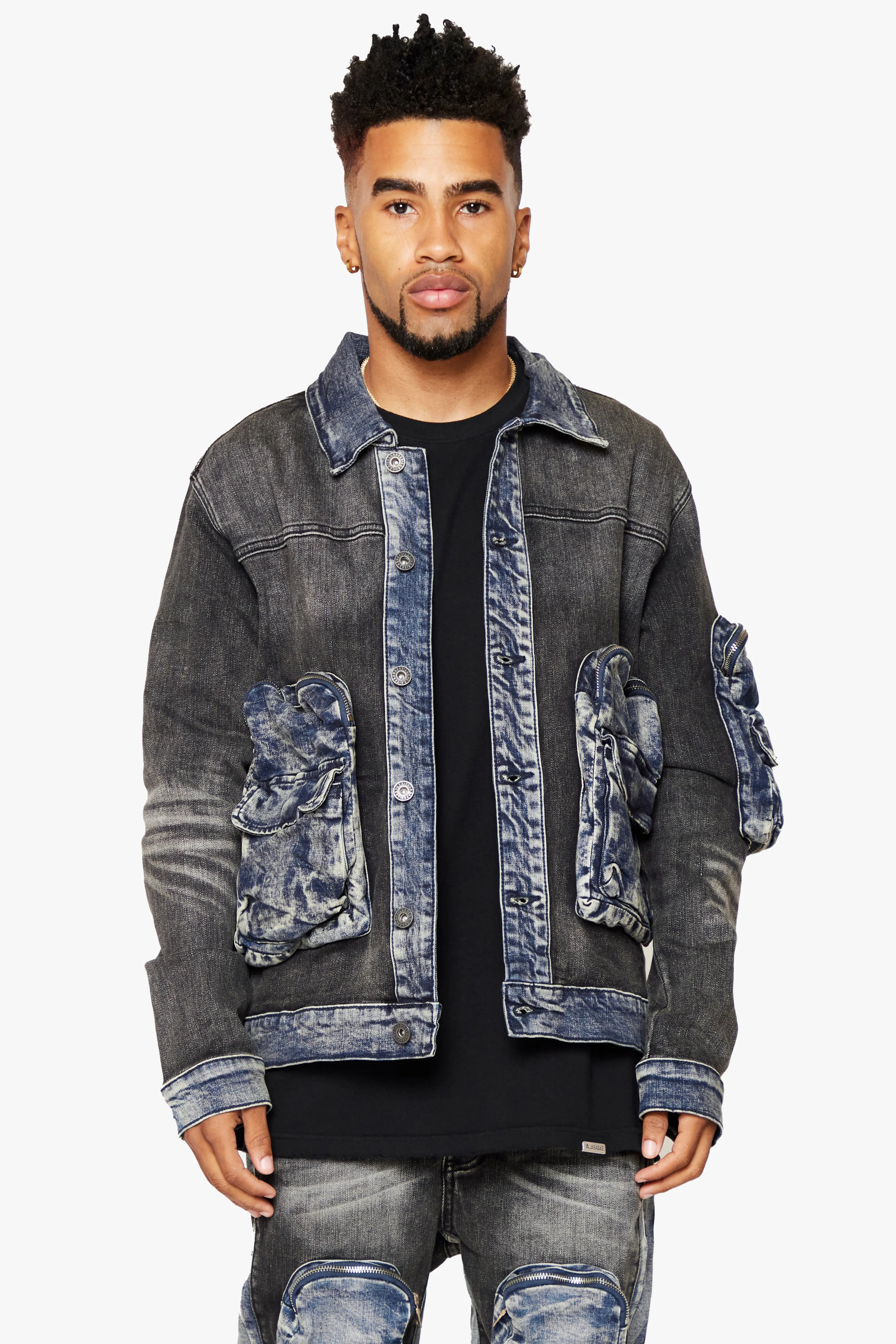 "CAPTAIN" DENIM JACKET BLACK BLUE sold by valabasas product image thumbnail 4