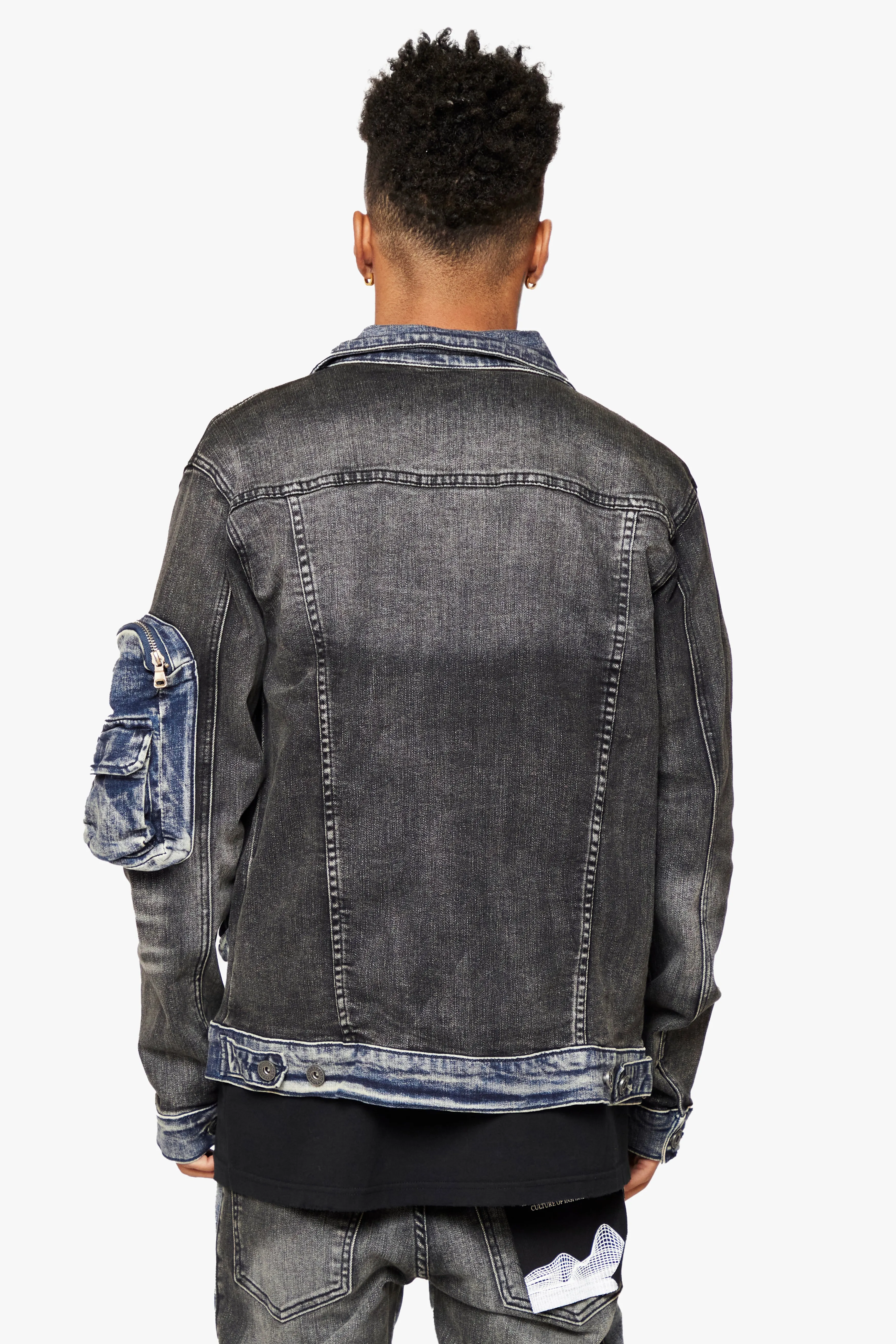 "CAPTAIN" DENIM JACKET BLACK BLUE sold by valabasas product image thumbnail 5