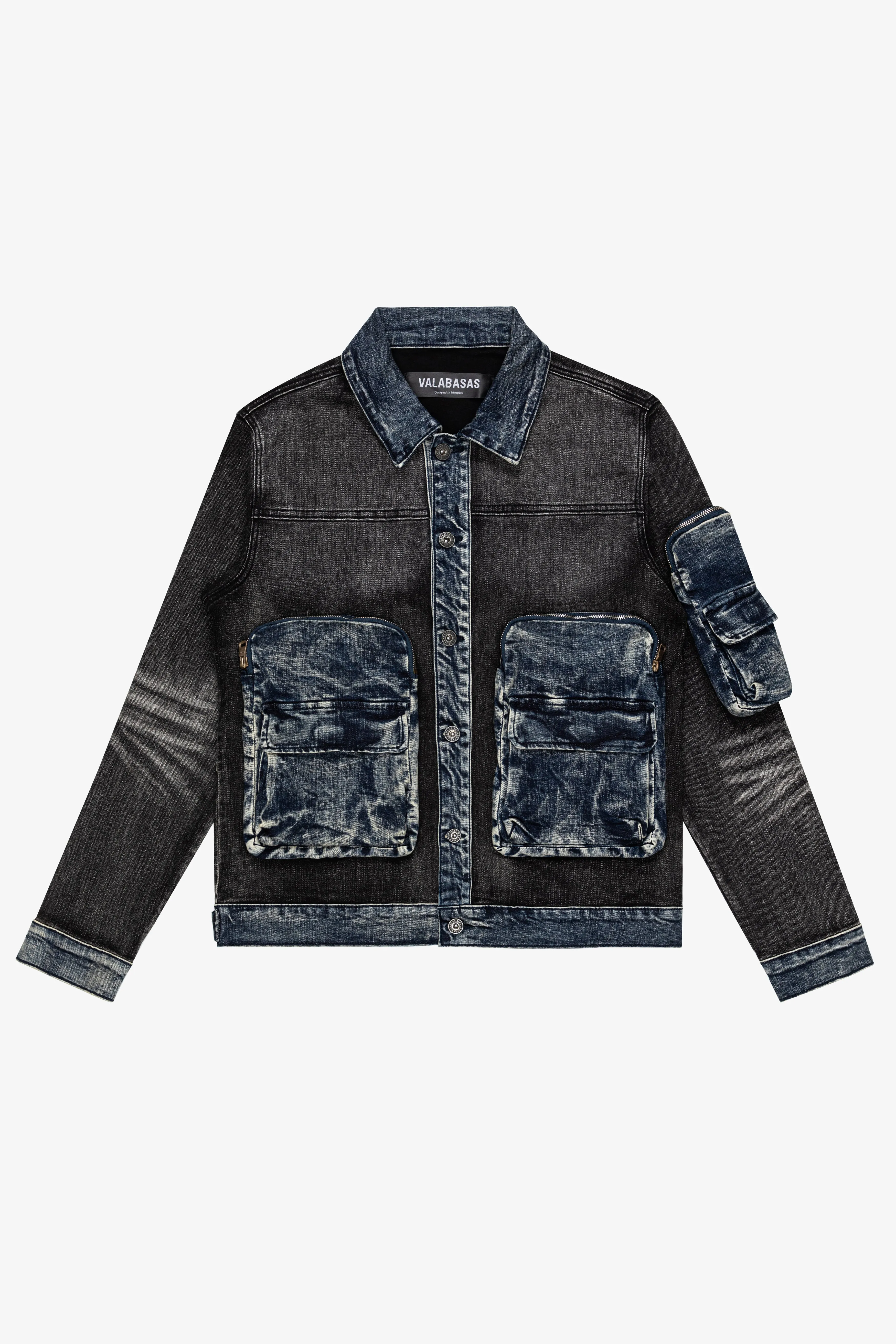 "CAPTAIN" DENIM JACKET BLACK BLUE sold by valabasas