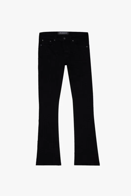 "STREAK" BLACK STACKED FLARE JEAN sold by valabasas