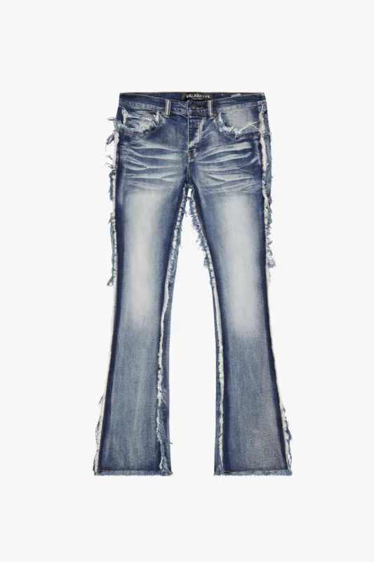 "SKYLINE" STACKED FLARE JEAN LT BLUE WASH sold by valabasas