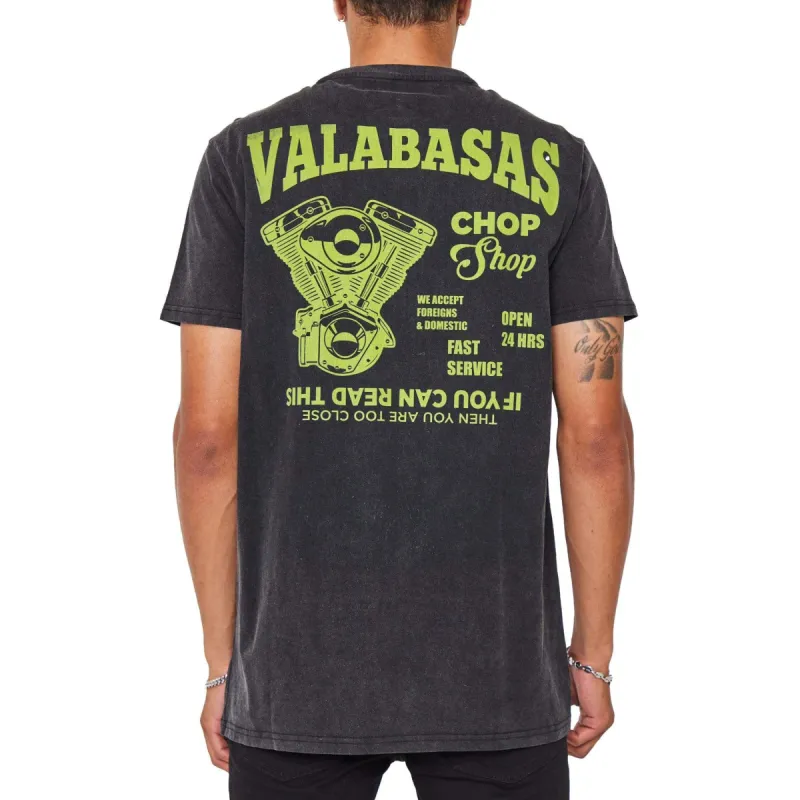 VALABASAS TEE “CHOP SHOP” SUNFADED BLACK sold by valabasas