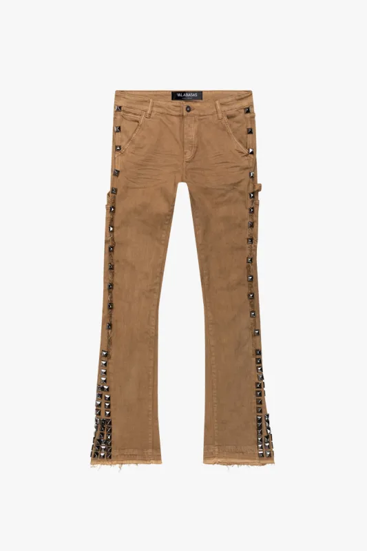 "GLAZ" STACKED FLARE JEAN SAND DRIFT sold by valabasas