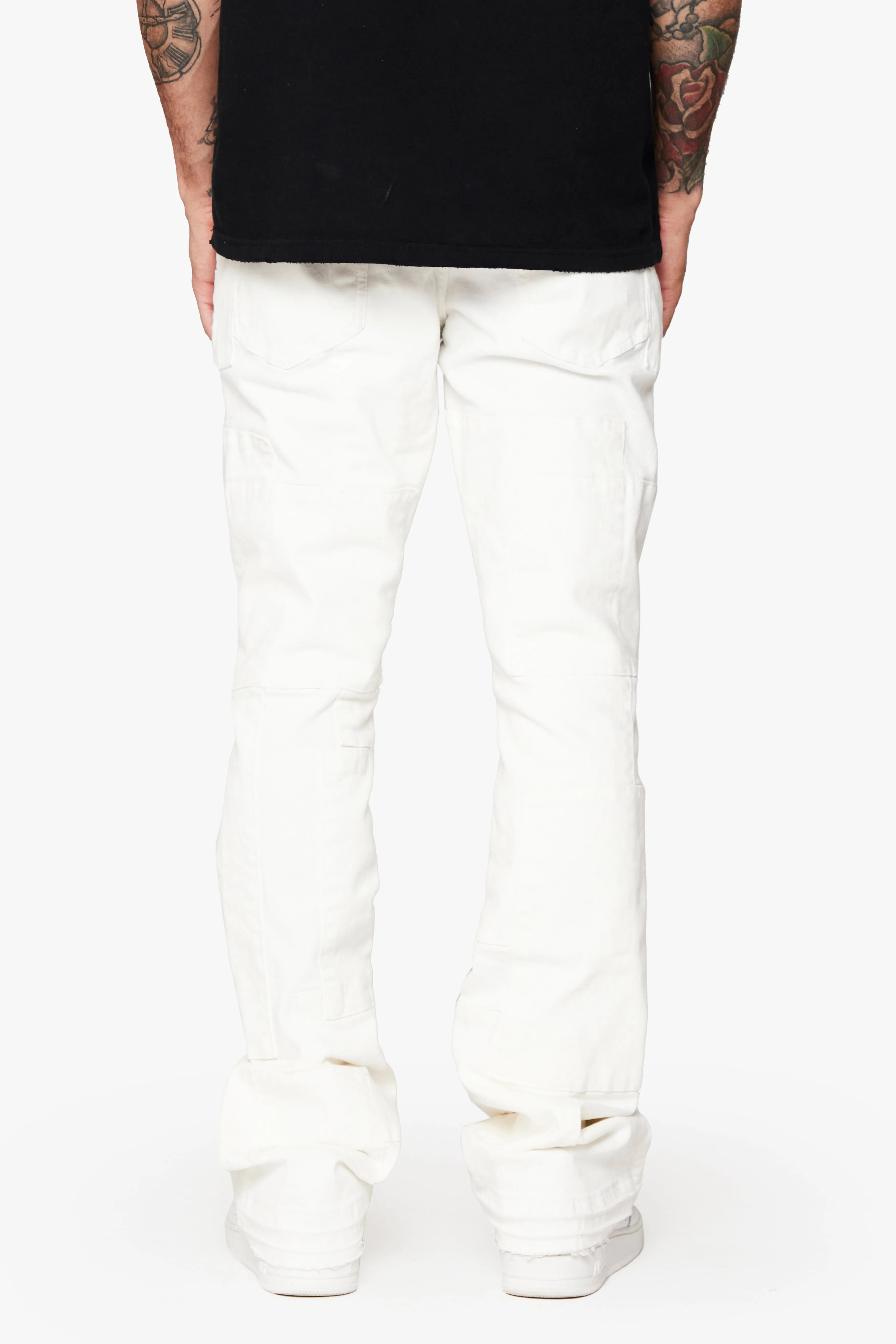 "BRICKS” STACKED DENIM FLARE JEAN WHITE sold by valabasas product image thumbnail 2