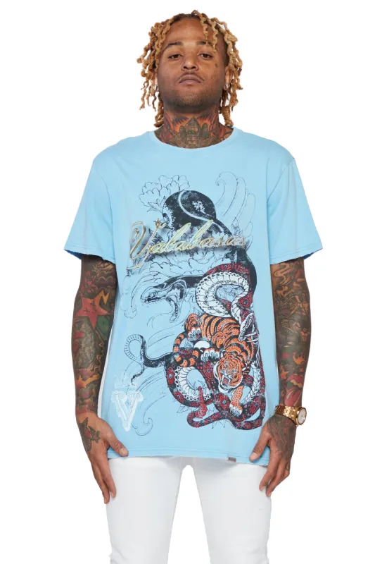 VALABASAS TEE "JUNGLE" LIGHT BLUE sold by valabasas