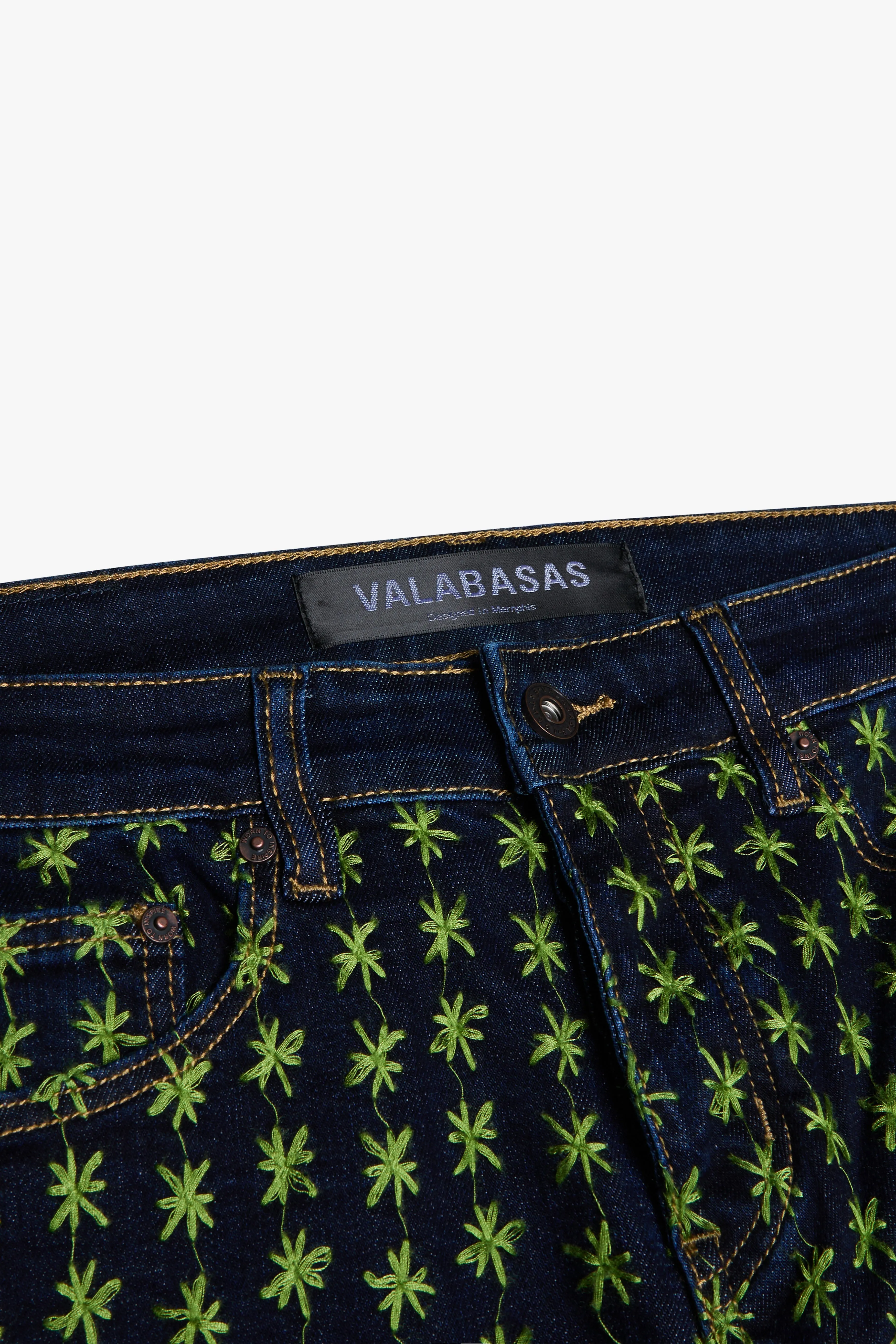 "ASTERISK" STACKED FLARE INDIGO/GREEN sold by valabasas product image thumbnail 3